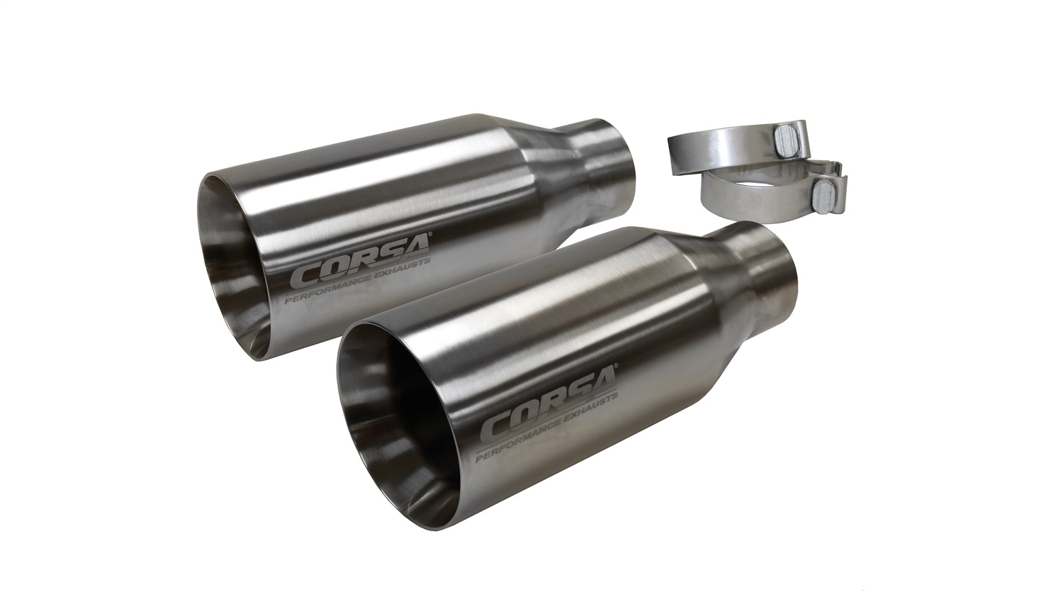 Corsa Two, Single 5.0in Satin Polished Pro-Series Tips (Clamps Included)