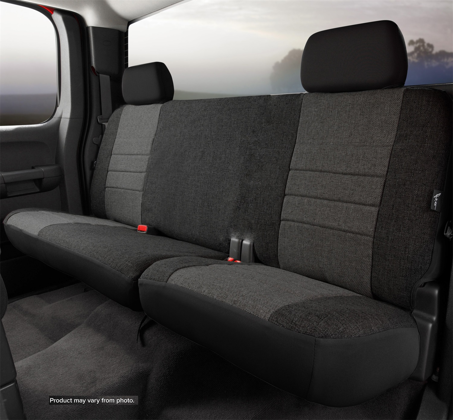 Charcoal Fia OE32-10 CHARC Custom Fit Rear Seat Cover Bench Seat Tweed,