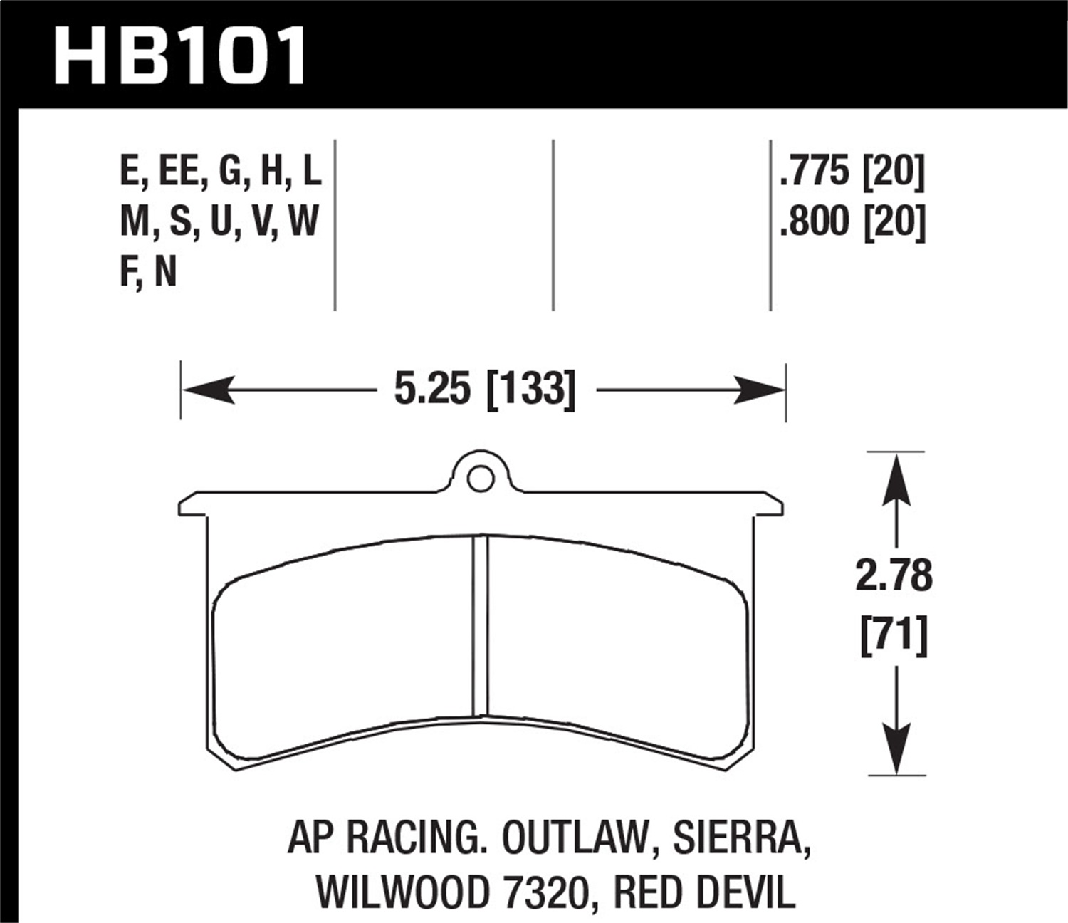 Hawk Performance HB101W.800 DTC-30 Disc Brake Pad