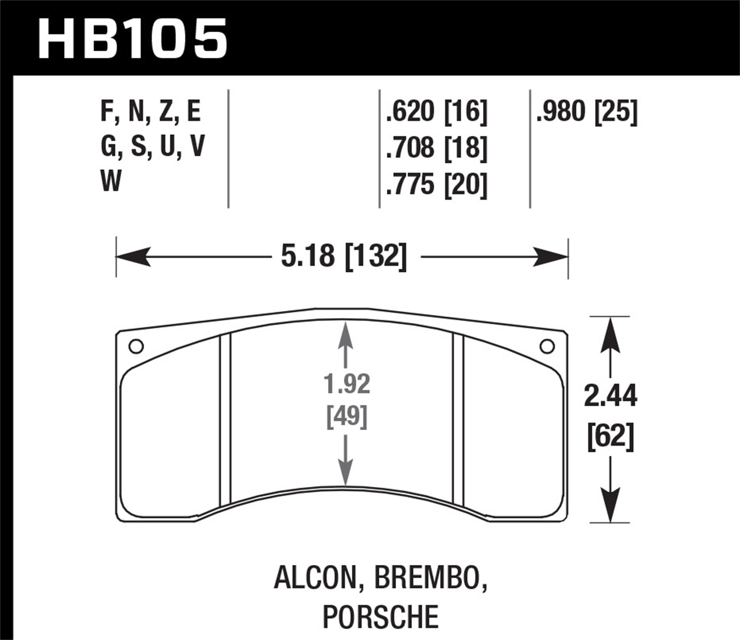 Hawk Performance HB105N.620 HP Plus Disc Brake Pad