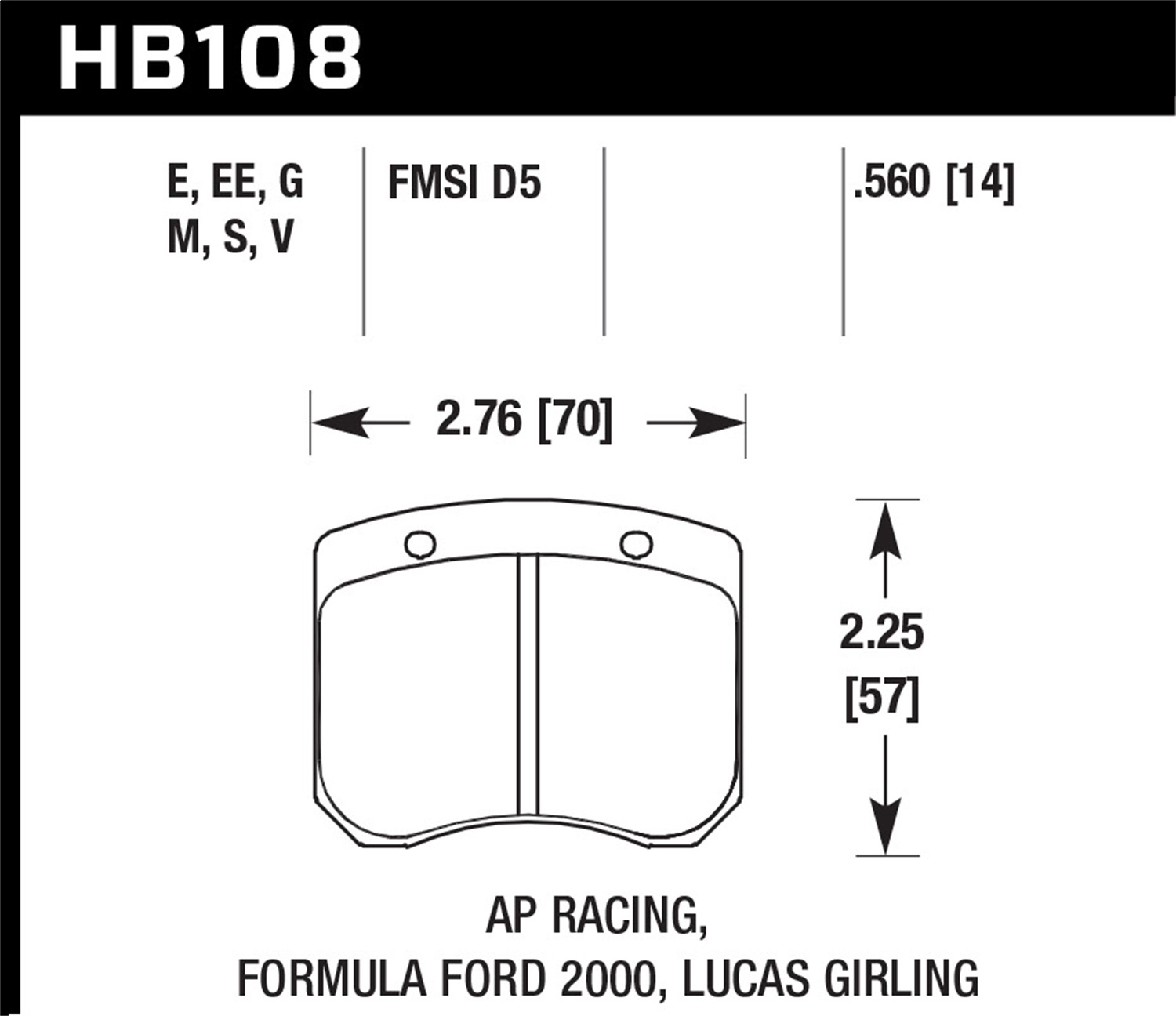 Hawk Performance HB108E.560 Blue 9012 Disc Brake Pad