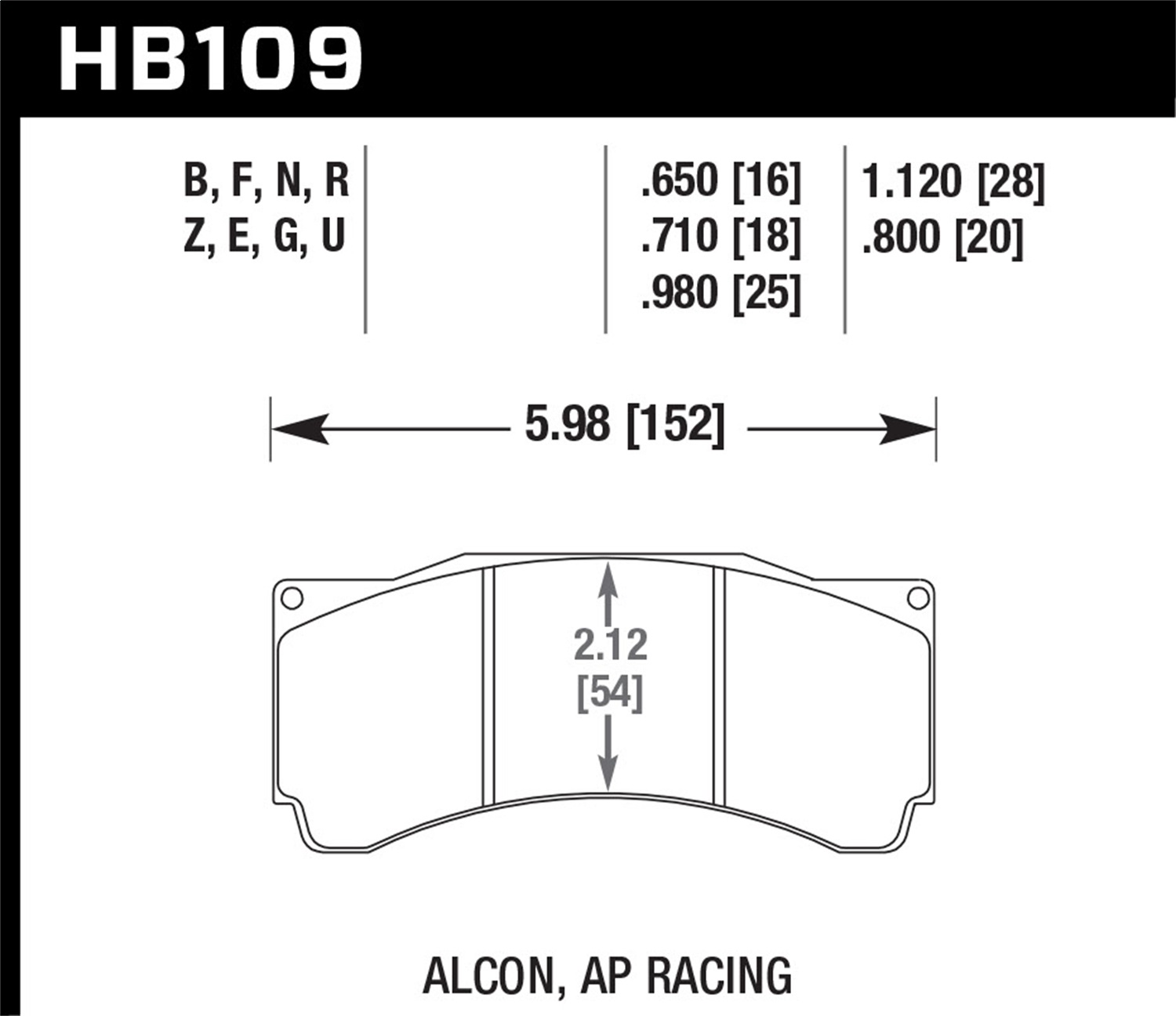 Hawk Performance HB109U.980 DTC-70 Disc Brake Pad