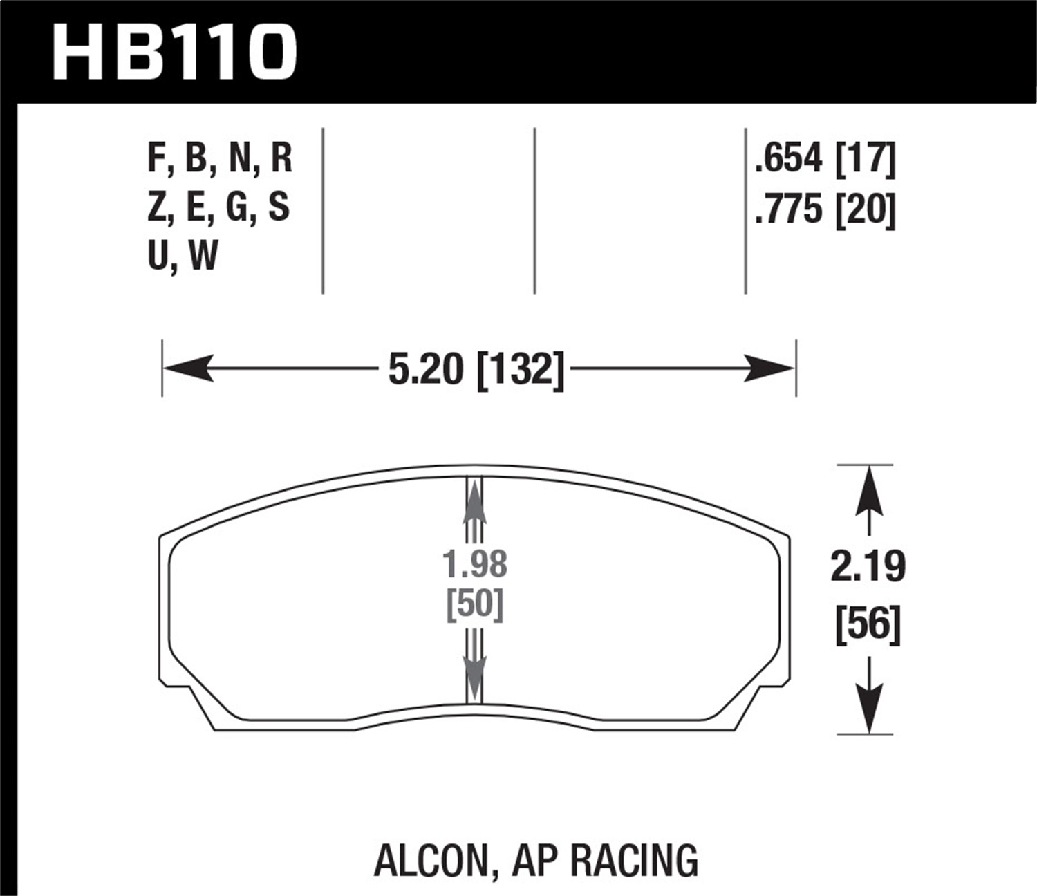 Hawk Performance HB110Z.654 Performance Ceramic Disc Brake Pad