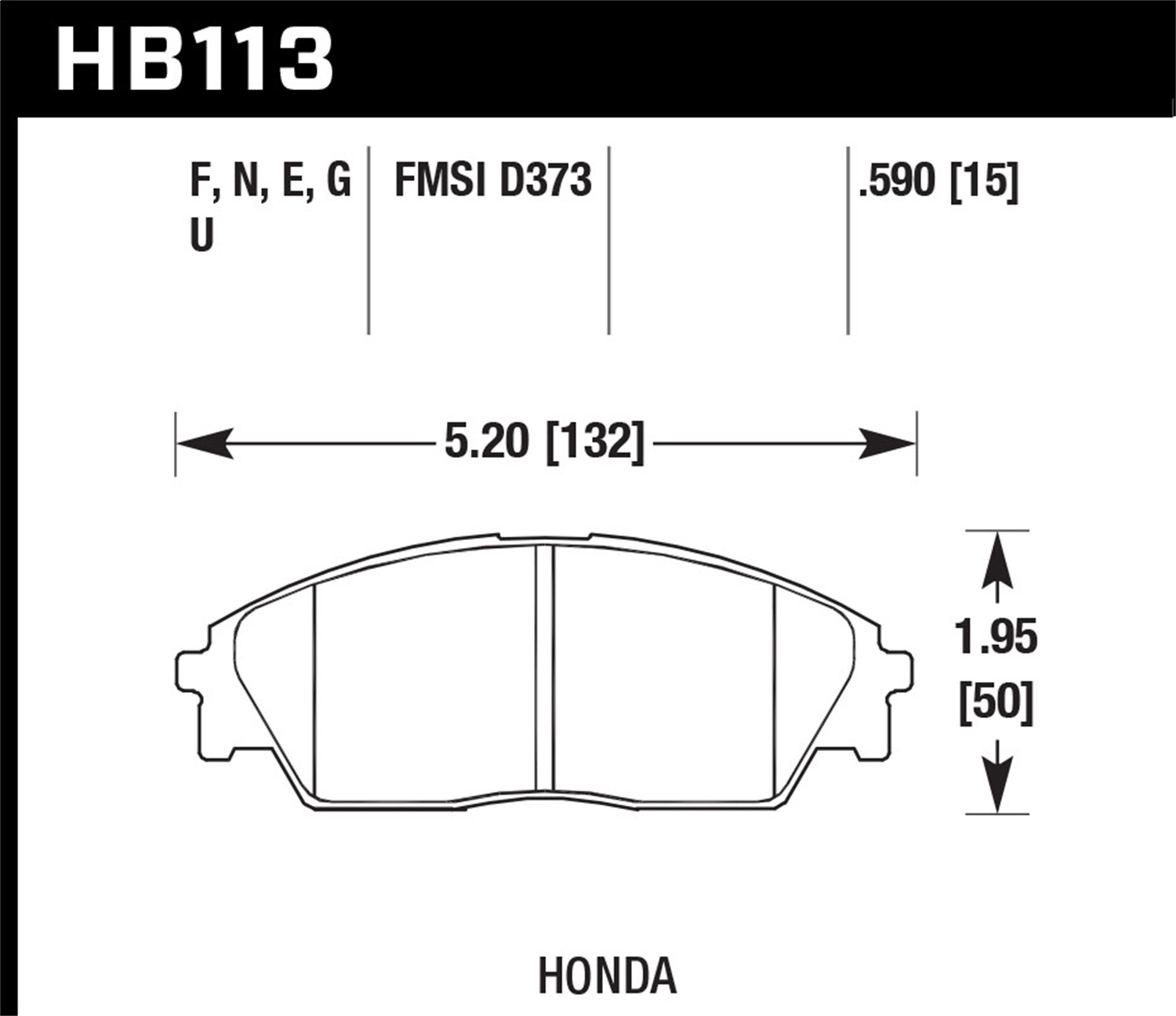 Hawk Performance HB113N.590 HP Plus Disc Brake Pad Fits 88-91 Civic CRX