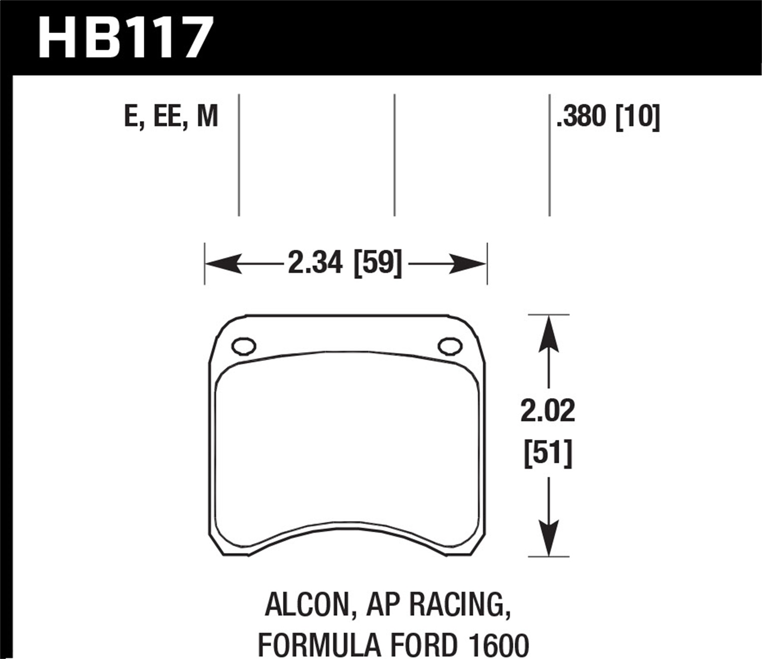 Hawk Performance HB117E.380 Blue 9012 Disc Brake Pad