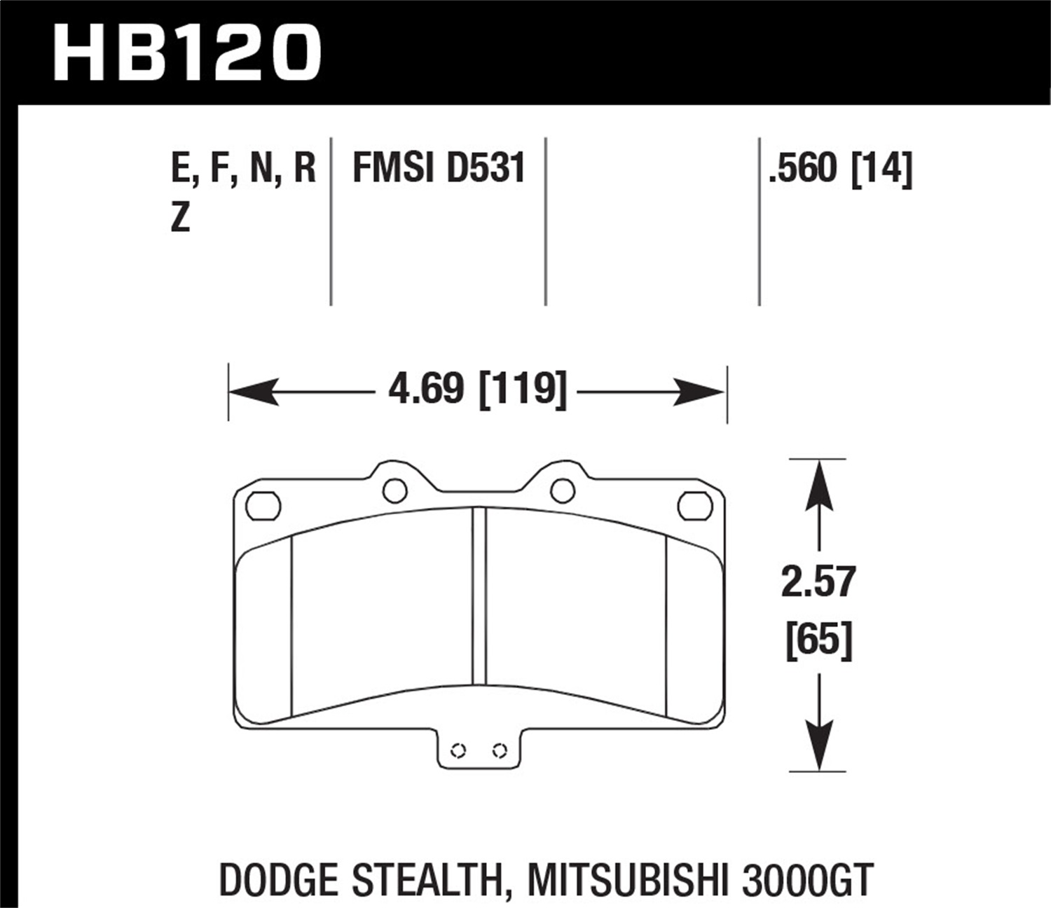 Hawk Performance HB120N.560 HP Plus Disc Brake Pad Fits 91-98 3000GT Stealth