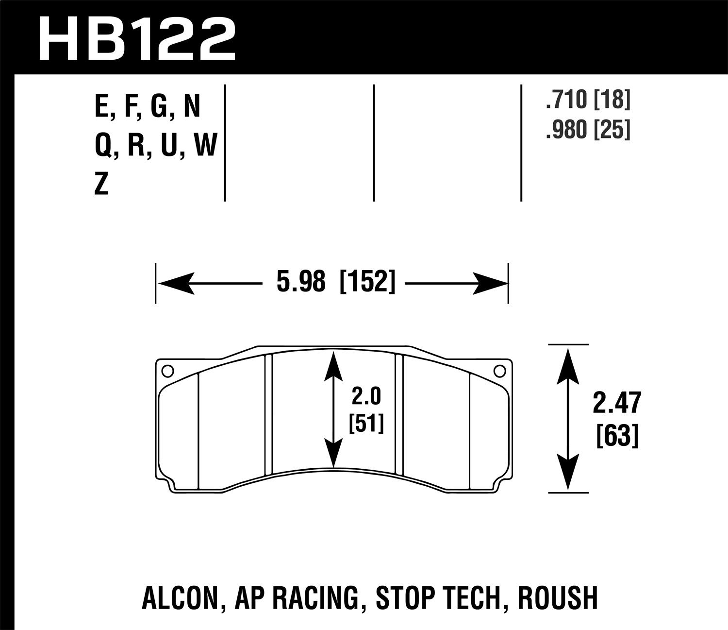 Hawk Performance HB122U.710 DTC-70 Disc Brake Pad Fits 07 Mustang
