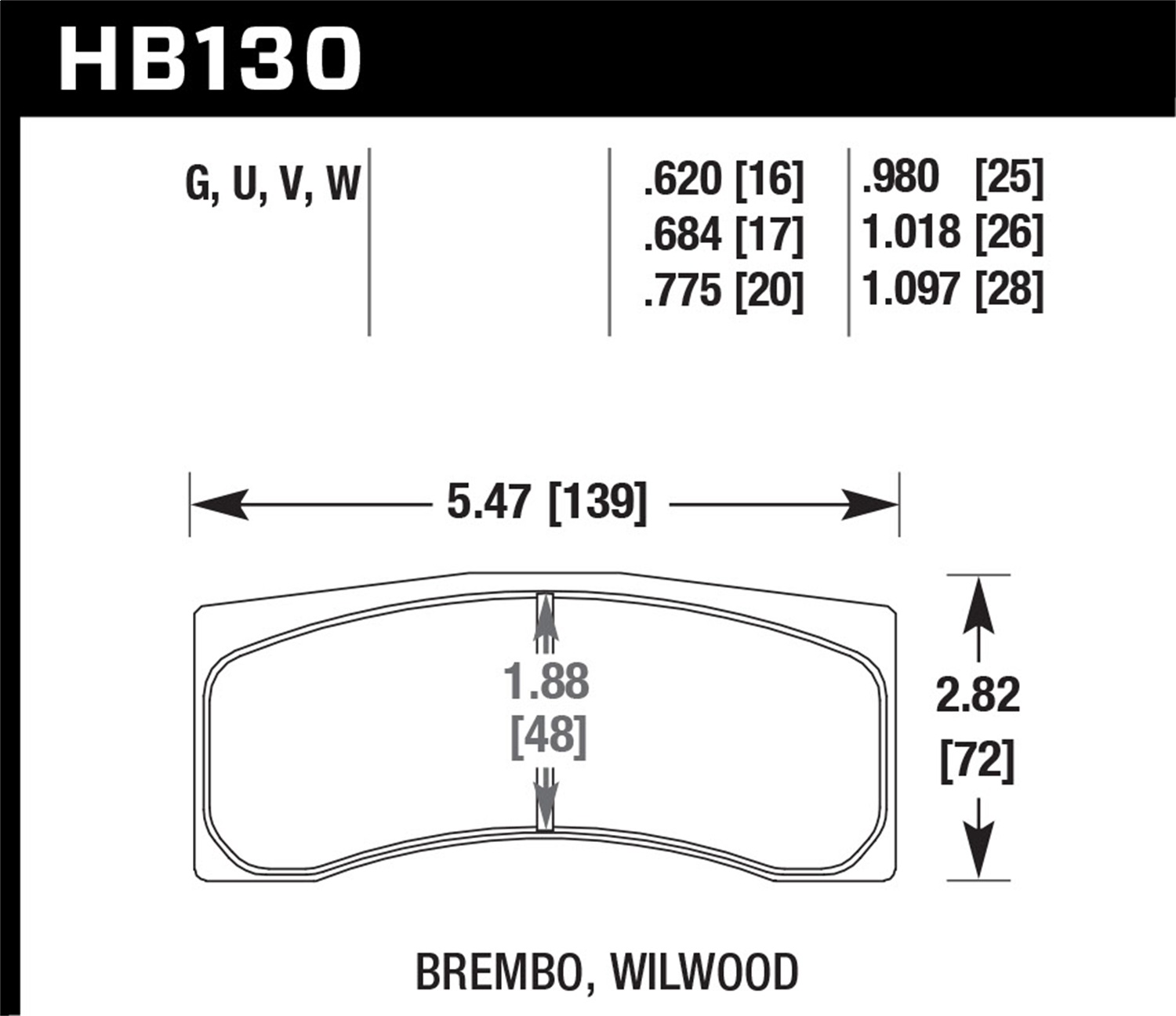 Hawk Performance HB130U.980 DTC-70 Disc Brake Pad