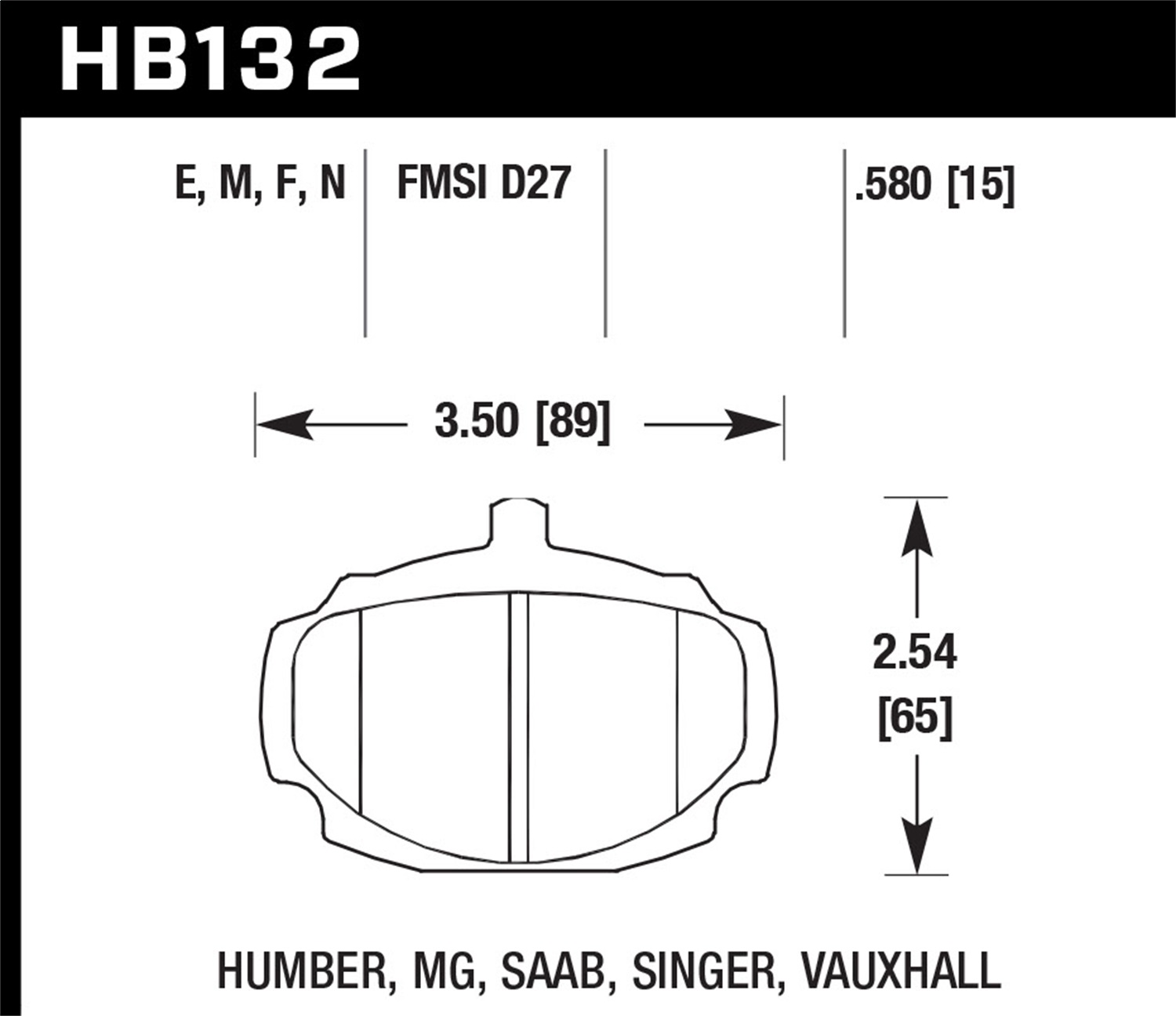 Hawk Performance HB132N.580 HP Plus Disc Brake Pad Fits 67-80 MGB