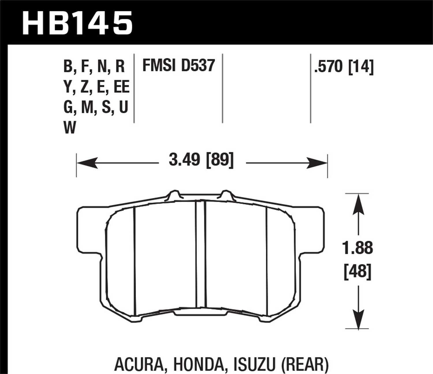 Hawk Performance HB145W.570 DTC-30 Disc Brake Pad