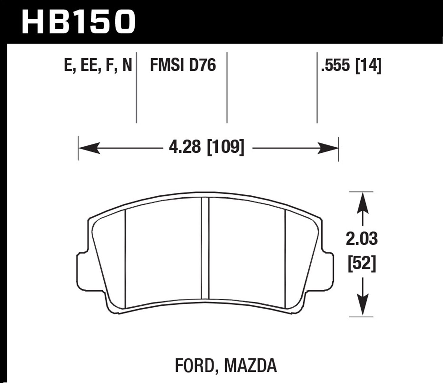 Hawk Performance HB150N.555 HP Plus Disc Brake Pad