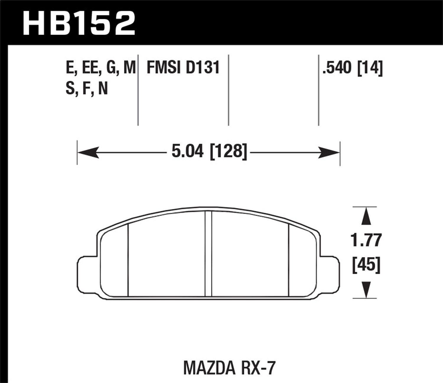 Hawk Performance HB152N.540 HP Plus Disc Brake Pad Fits 76-91 Cosmo RX-7