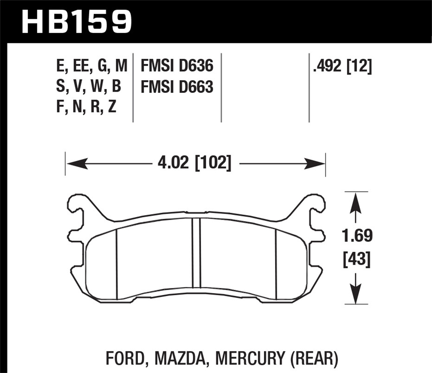 Hawk Performance HB159E.492 Blue 9012 Disc Brake Pad