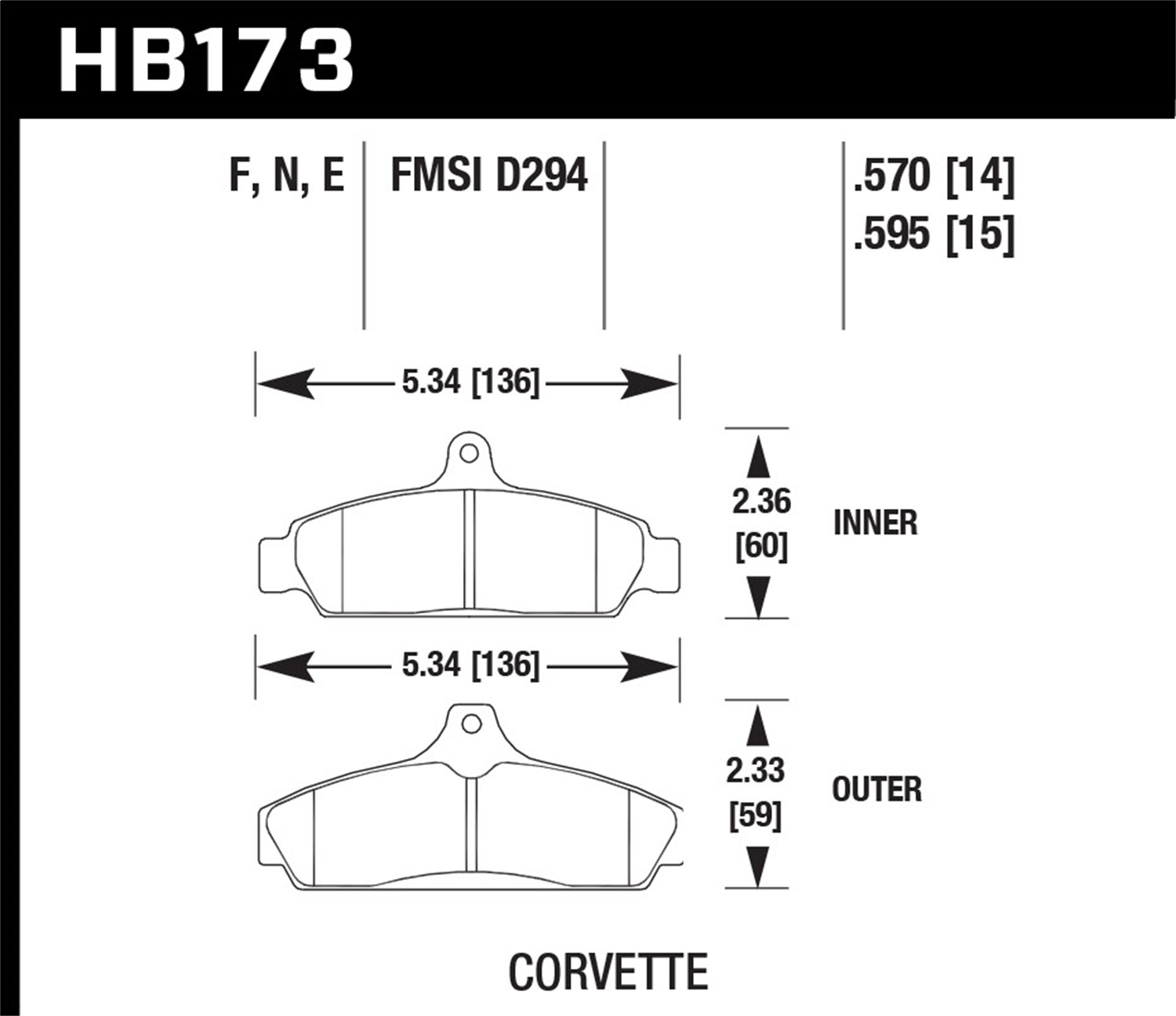 Hawk Performance HB173F.570 HPS Disc Brake Pad Fits 84-87 Corvette
