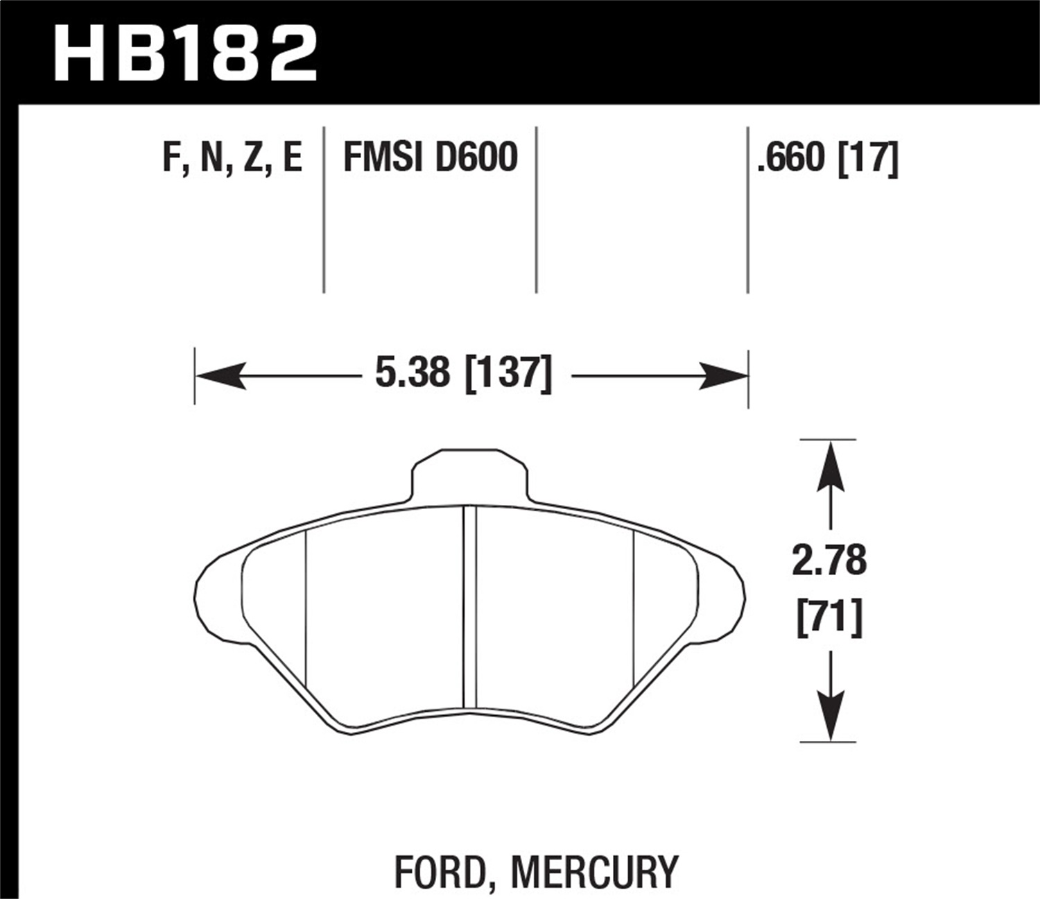 Hawk Performance HB182F.660 HPS Disc Brake Pad Fits Cougar Mustang Thunderbird