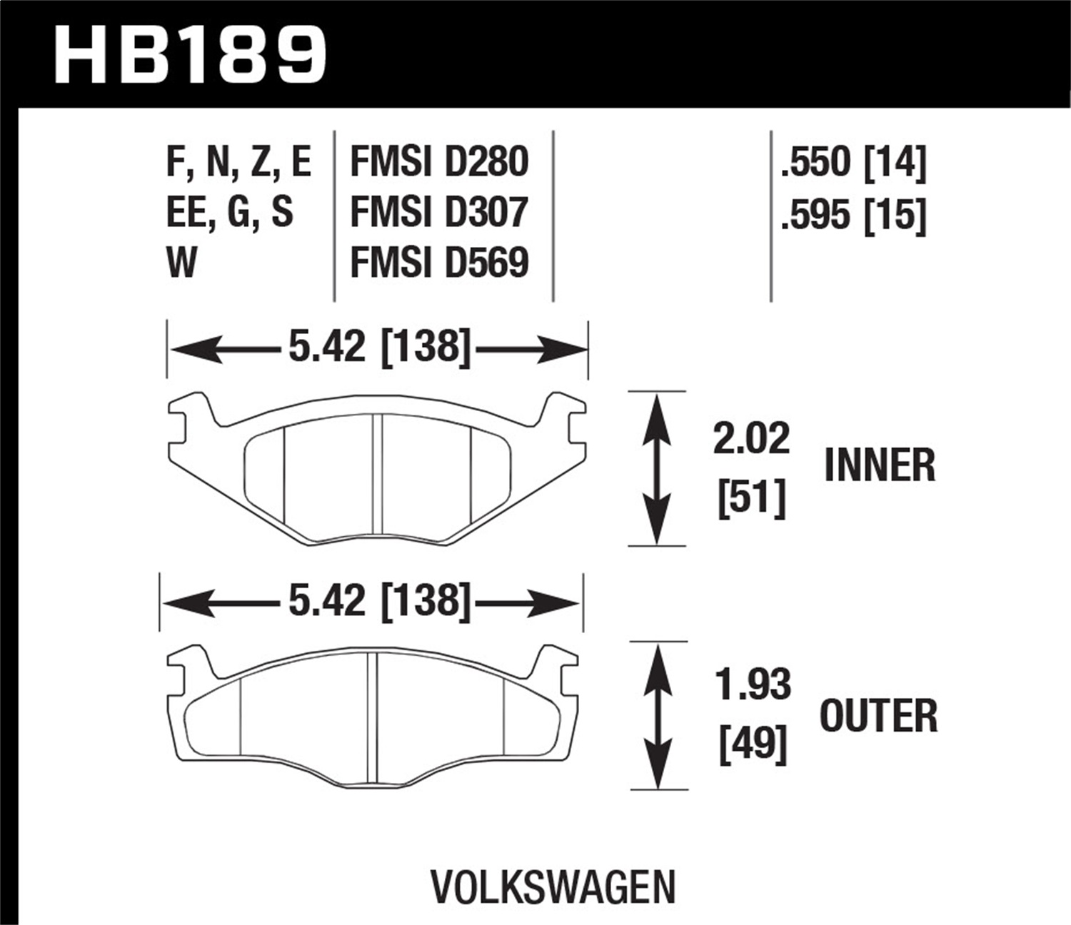 Hawk Performance HB189N.595 Disc Brake Pads - Front