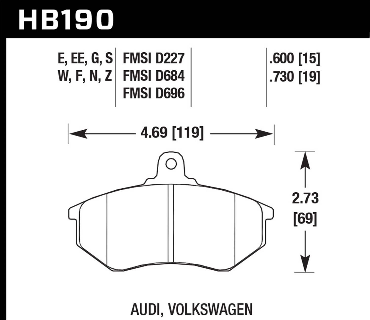 Hawk Performance HB190F.600A HPS Disc Brake Pad