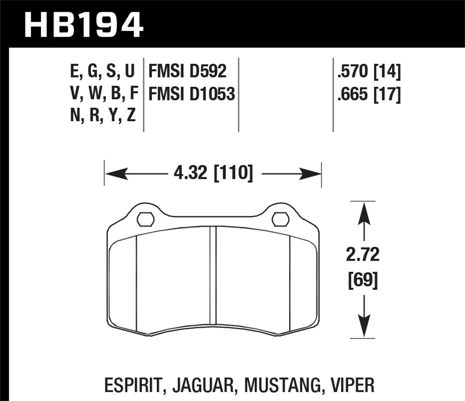 Hawk Performance HB194G.570 DTC-60 Disc Brake Pad