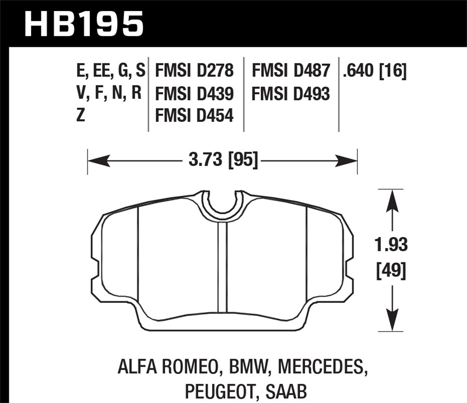 Hawk Performance HB195N.640 HP Plus Disc Brake Pad