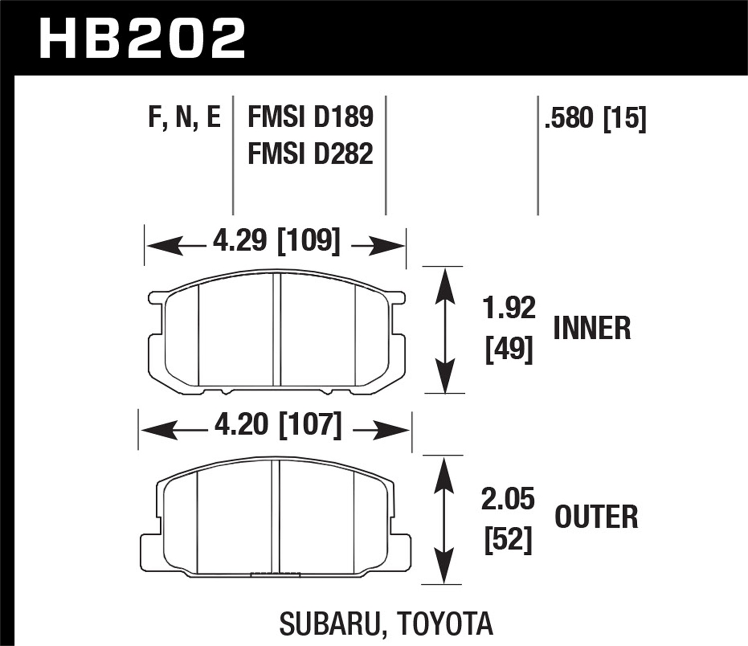 Hawk Performance HB202N.580 HP Plus Disc Brake Pad Fits 81-87 Brat Corolla DL GL