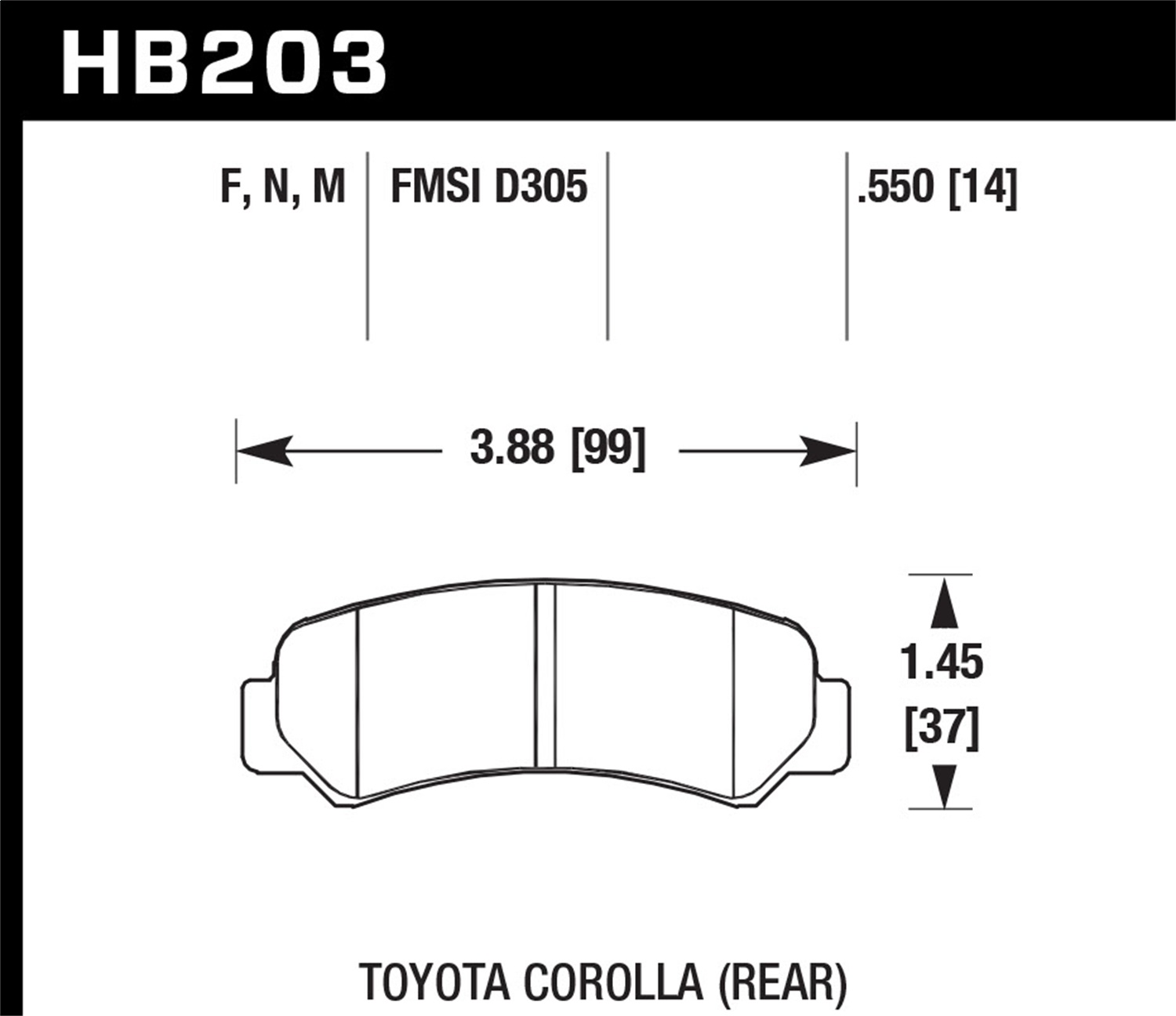 Hawk Performance HB203F.550 HPS Disc Brake Pad Fits 85-87 Corolla