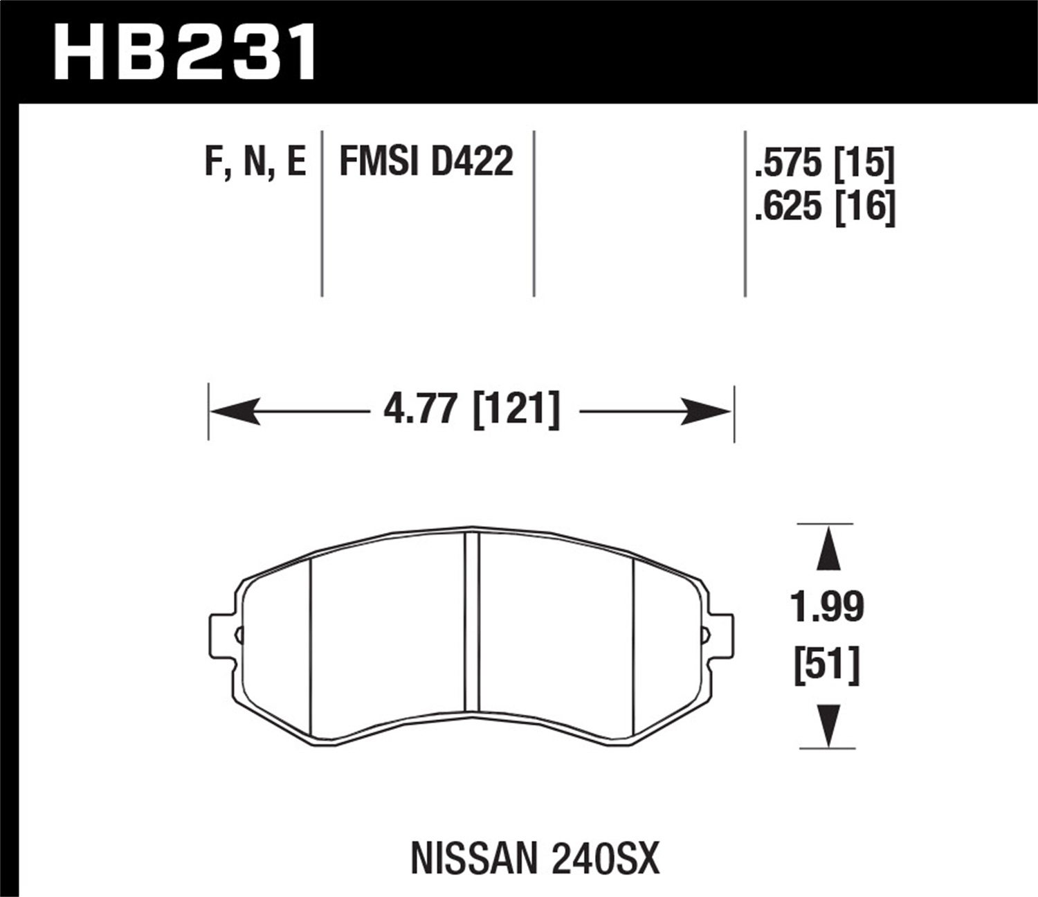 Hawk Performance HB231N.625 HP Plus Disc Brake Pad Fits 89-96 240SX