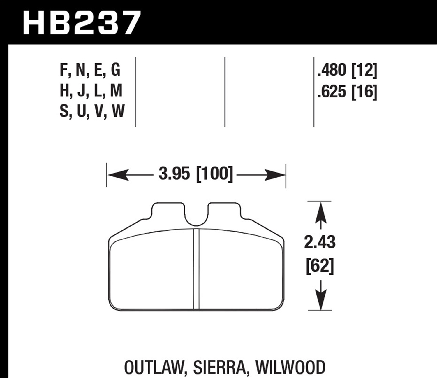Hawk Performance HB237N.625 HP Plus Disc Brake Pad