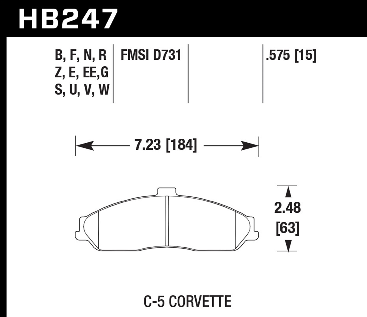 Hawk Performance HB247B.575 HPS 5.0 Disc Brake Pad Fits 97-13 Corvette GTO XLR