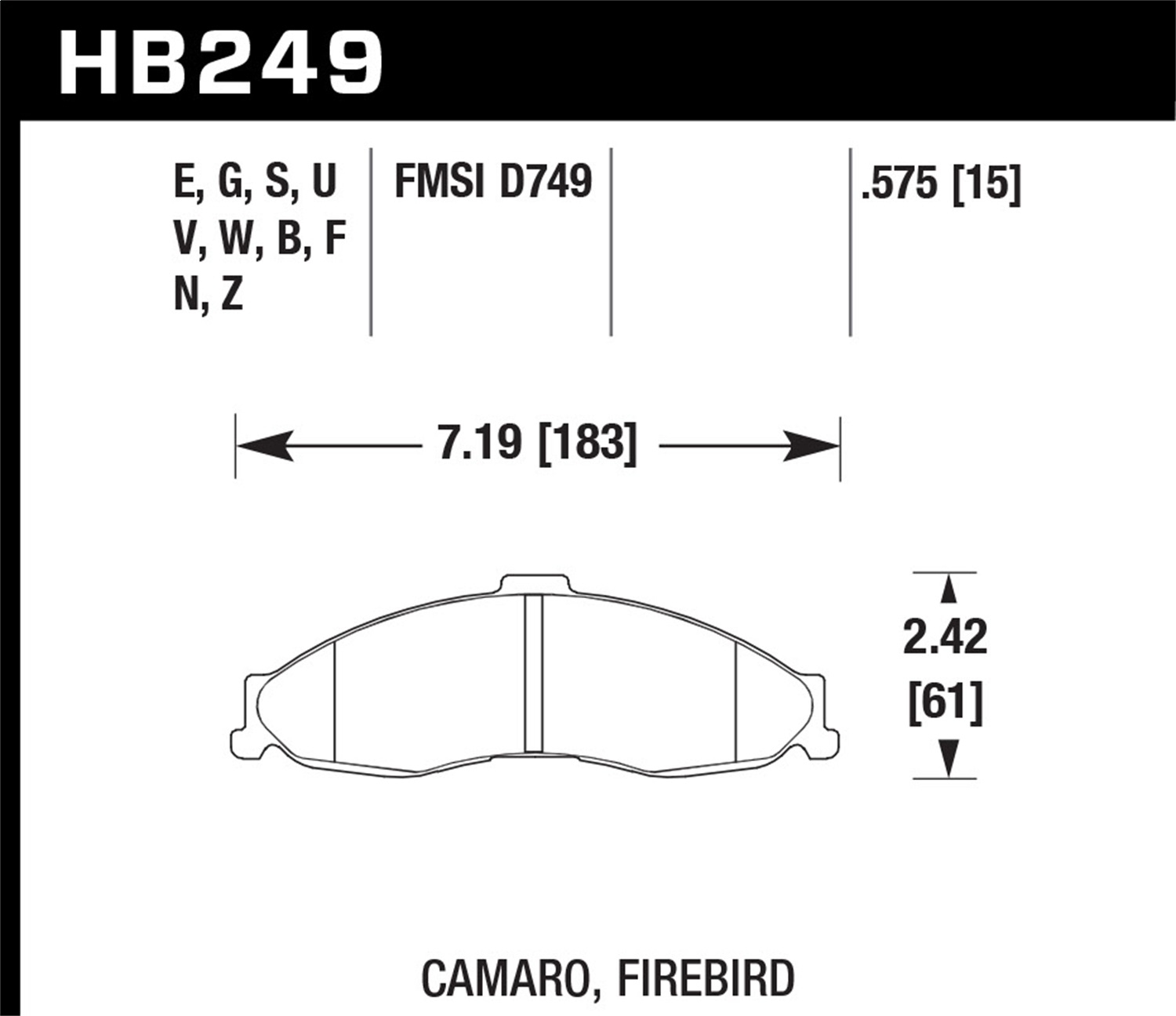 Hawk Performance HB249Z.575 Performance Ceramic Disc Brake Pad