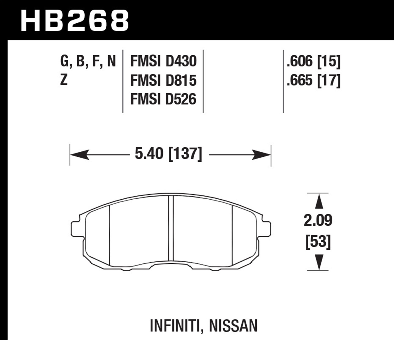 Hawk Performance HB268G.665 DTC-60 Disc Brake Pad