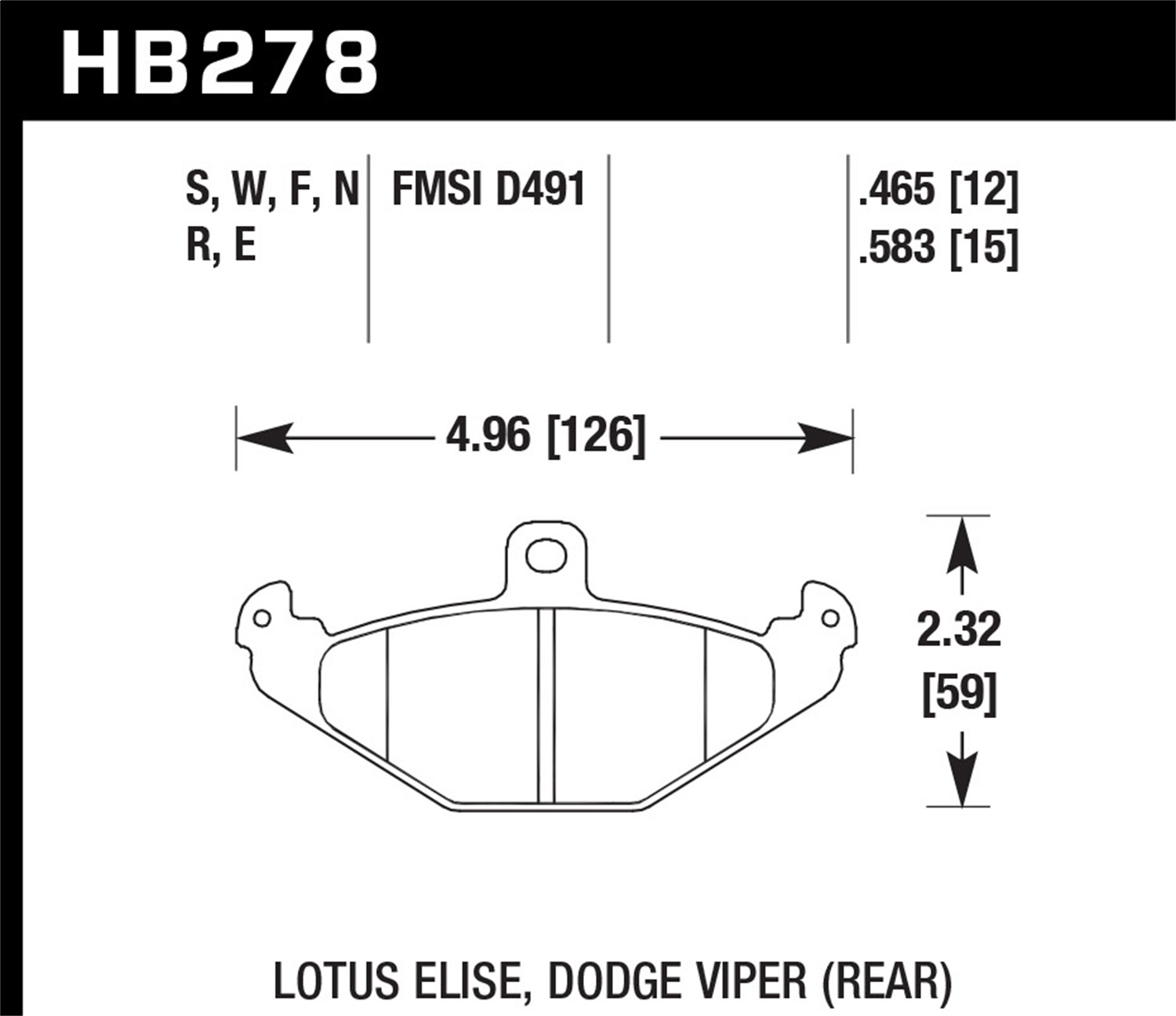 Hawk Performance HB278F.583 HPS Disc Brake Pad Fits 92-00 Viper