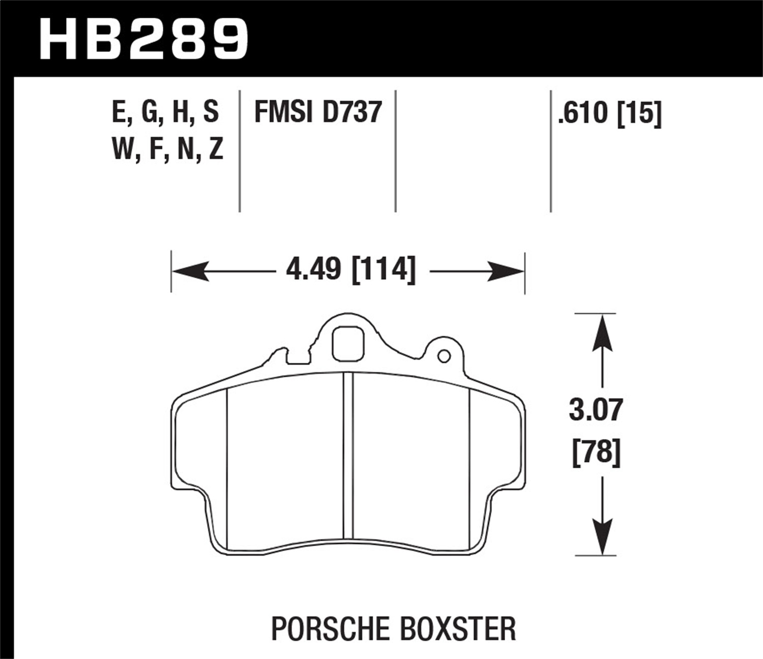 Hawk Performance HB289G.610 DTC-60 Disc Brake Pad Fits 97-08 Boxster Cayman