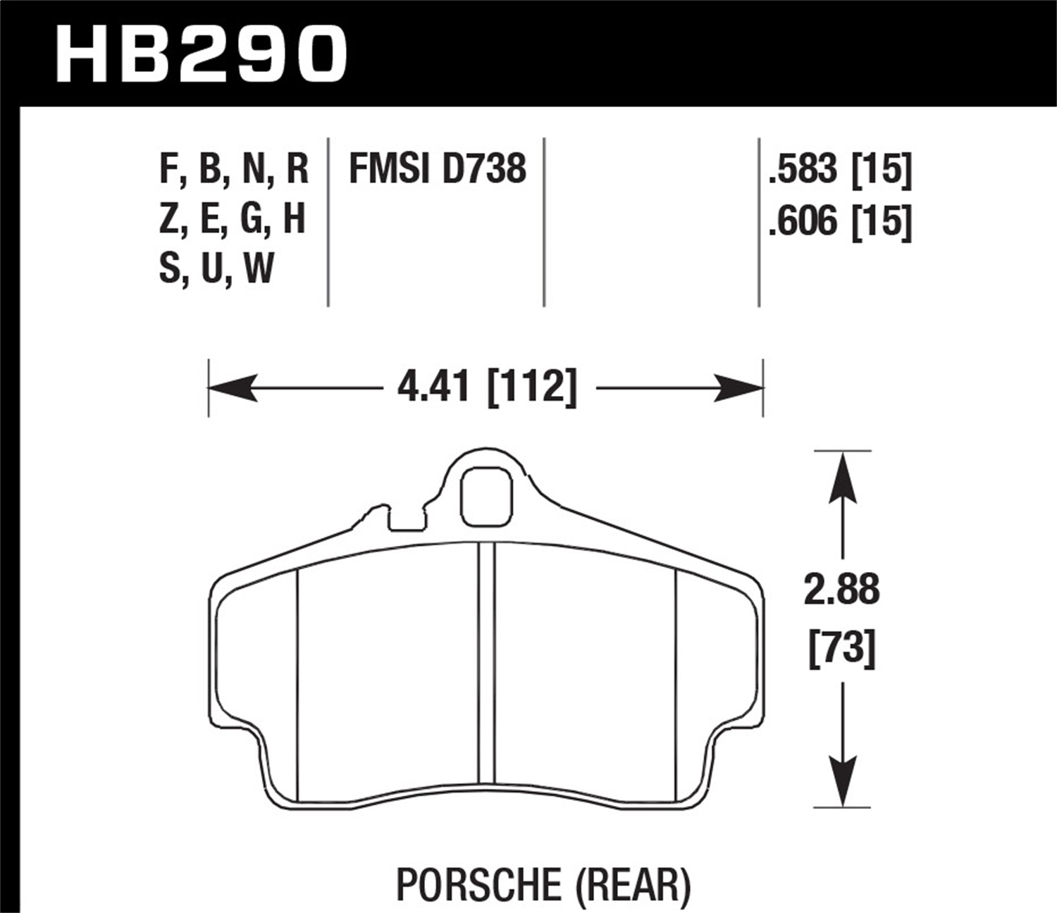 Hawk Performance HB290N.583 HP Plus Disc Brake Pad Fits 98-12 911 Boxster Cayman