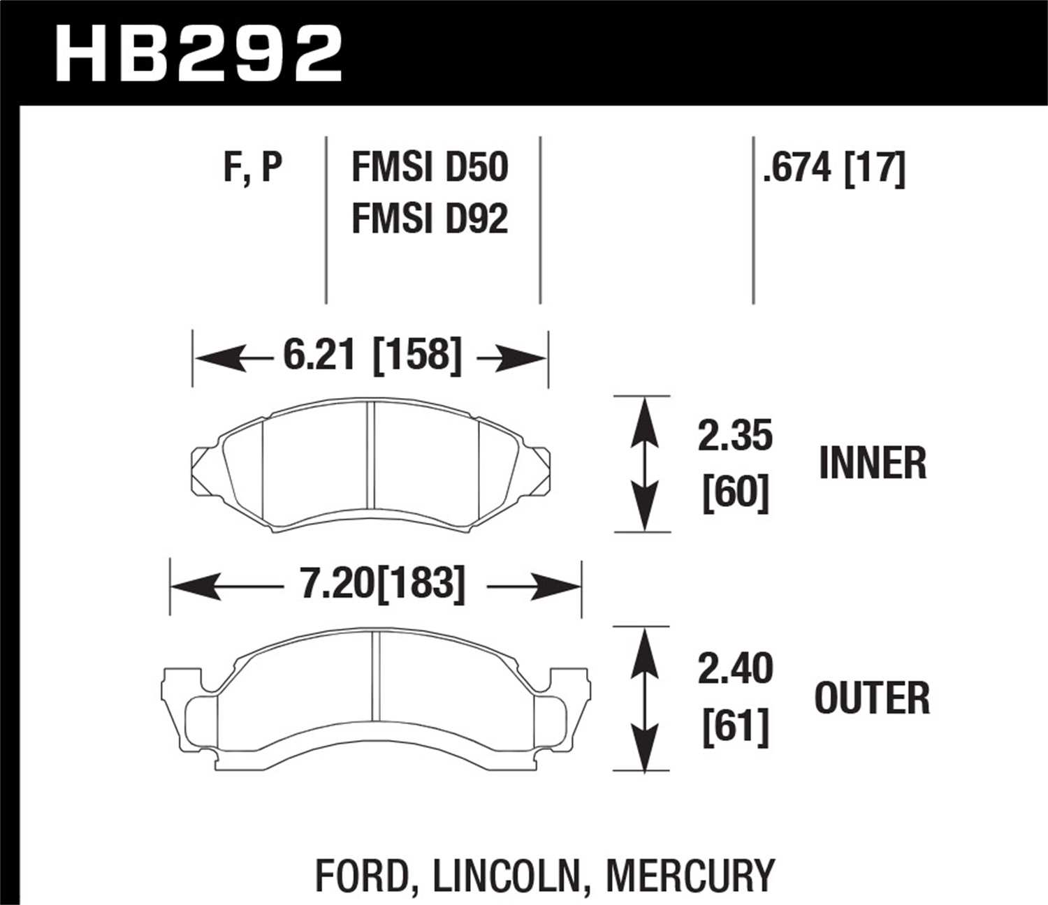 Hawk Performance HB292F.674 HPS Disc Brake Pad