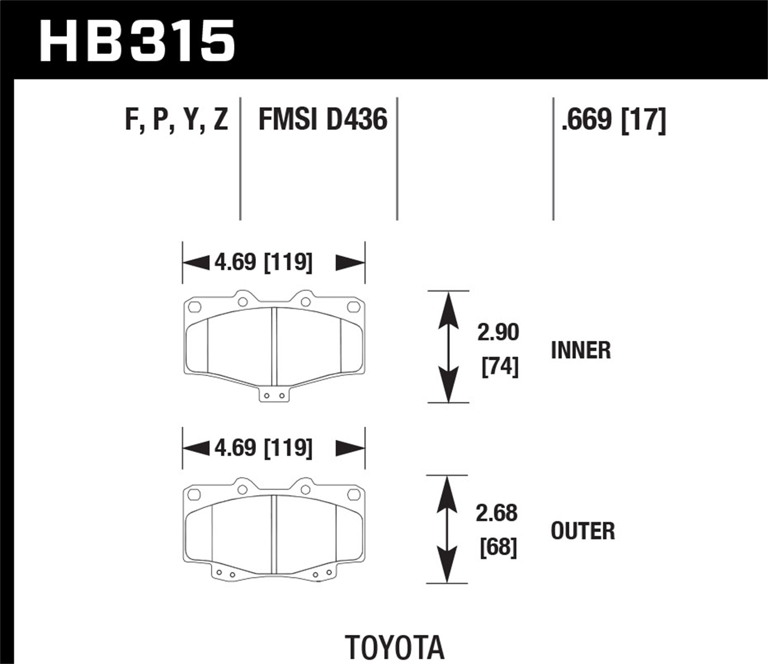 Hawk Performance HB315Y.669 Disc Brake Pads - Front