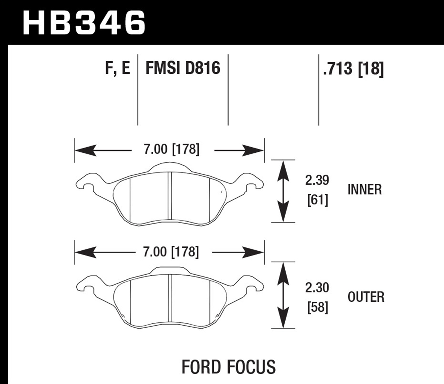 Hawk Performance HB346E.713 Blue 9012 Disc Brake Pad Fits 00-04 Focus