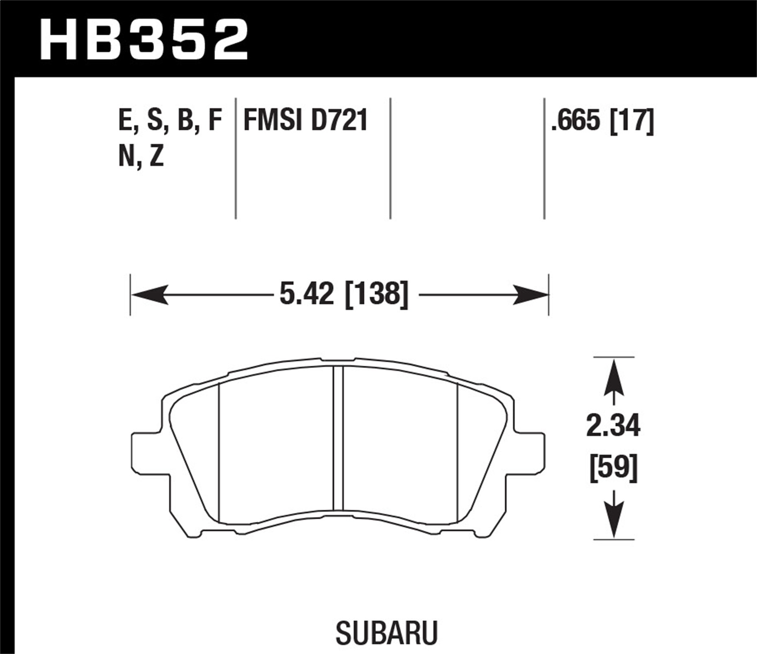 Hawk Performance HB352B.665 HPS 5.0 Disc Brake Pad Fits Forester Impreza Legacy