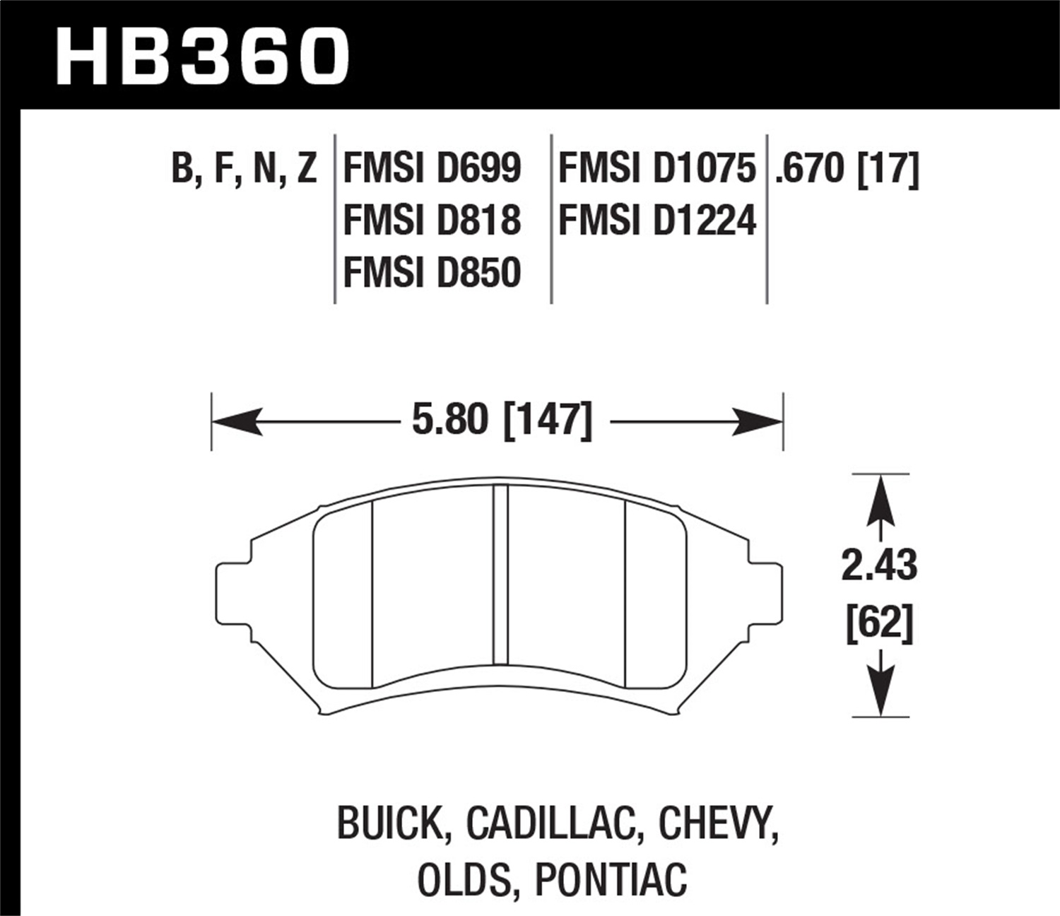 Hawk Performance HB360F.670 HPS Disc Brake Pad