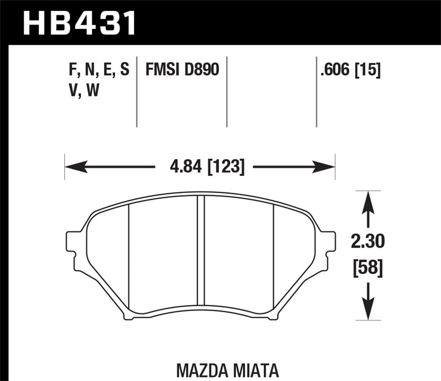 Hawk Performance HB431F.606 HPS Disc Brake Pad Fits 01-05 Miata