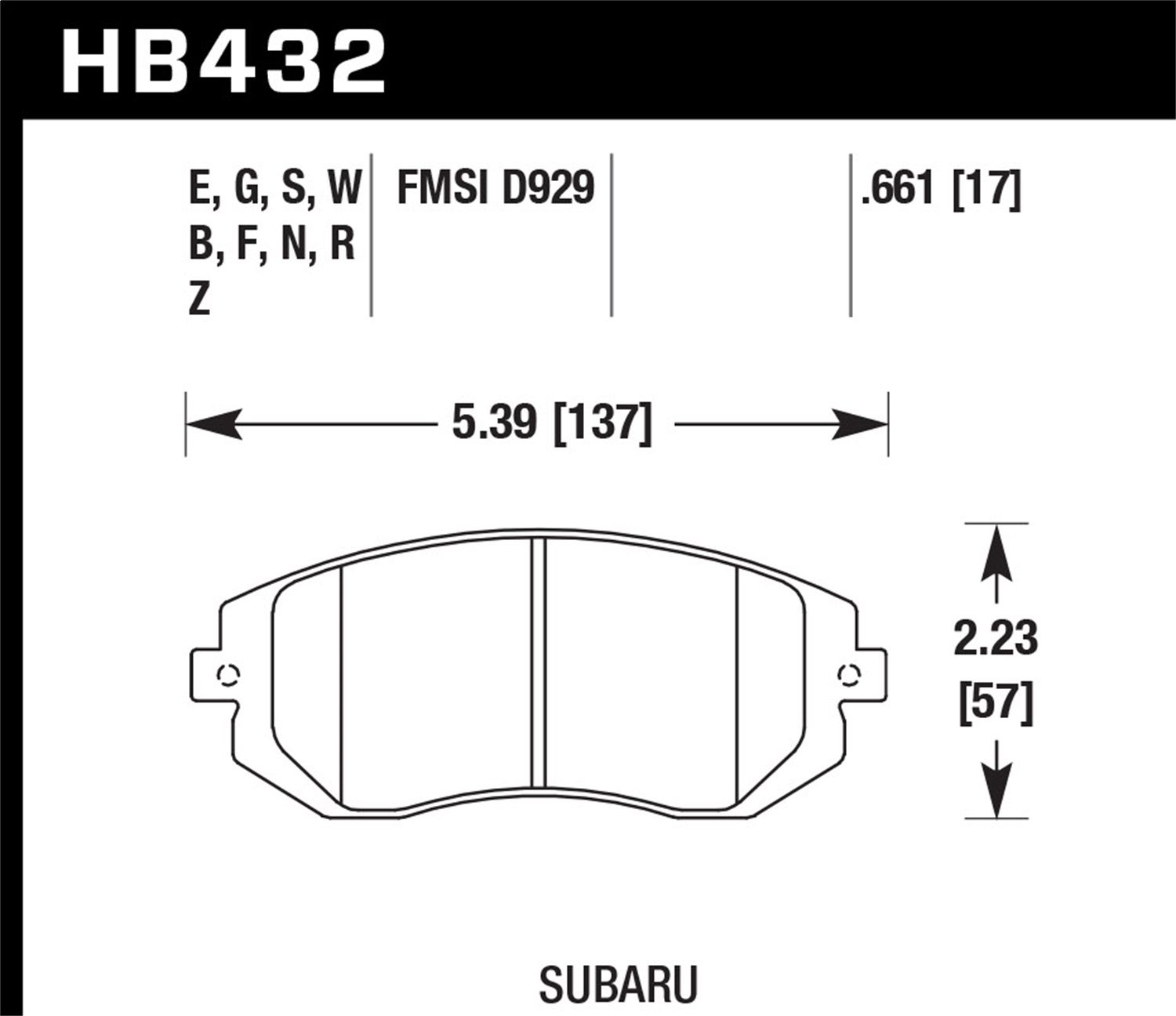 Hawk Performance HB432Z.661 Performance Ceramic Disc Brake Pad