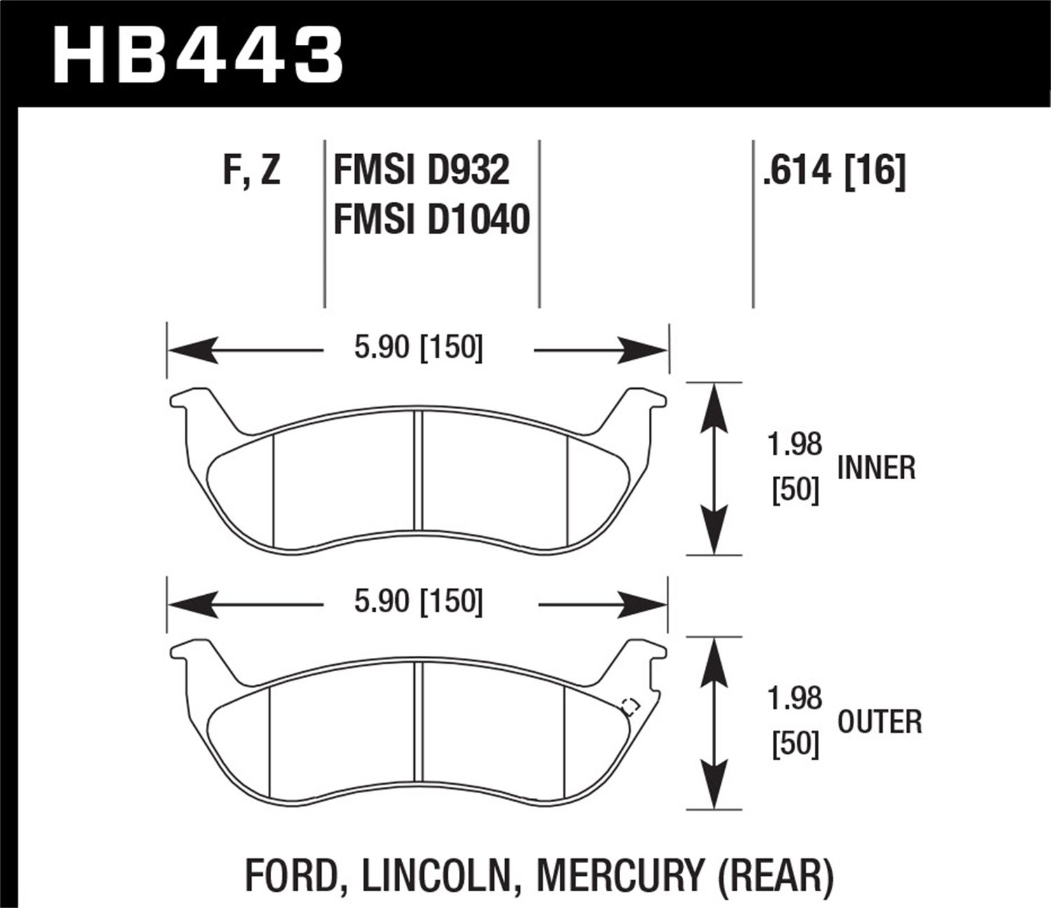 Hawk Performance HB443F.614 HPS Disc Brake Pad