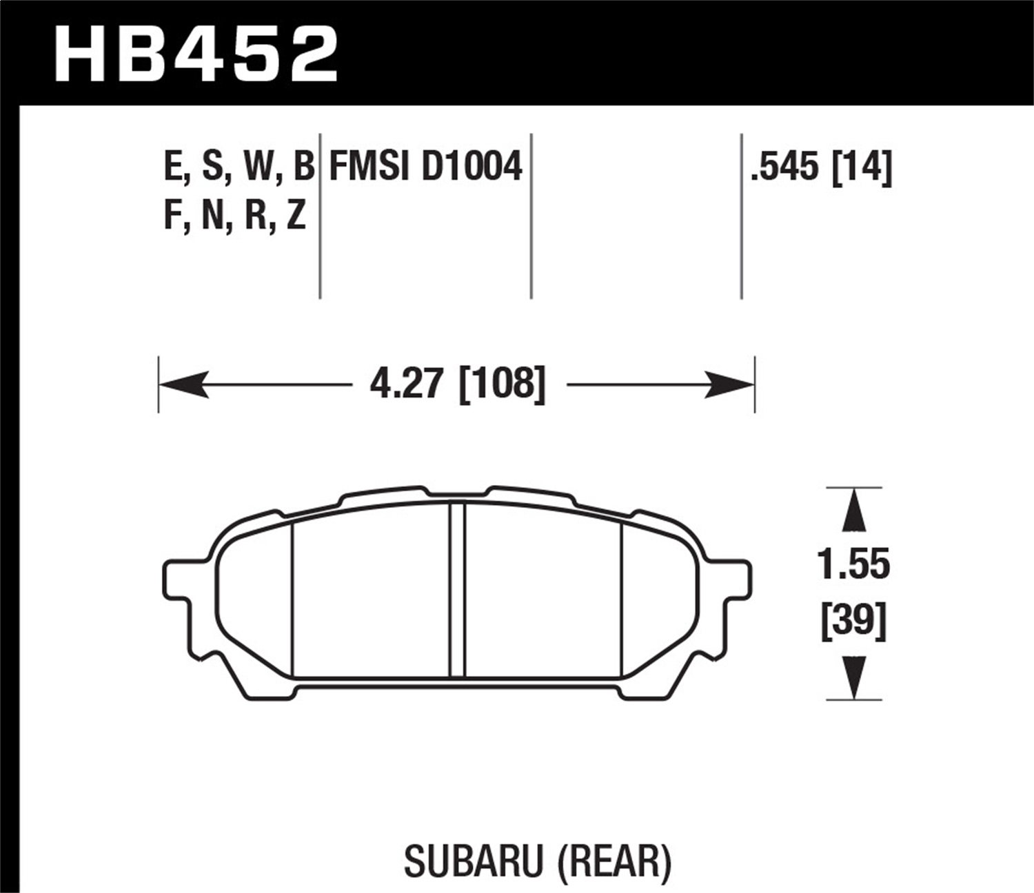 Hawk Performance HB452F.545 HPS Disc Brake Pad Fits 04-08 9-2X Forester Impreza