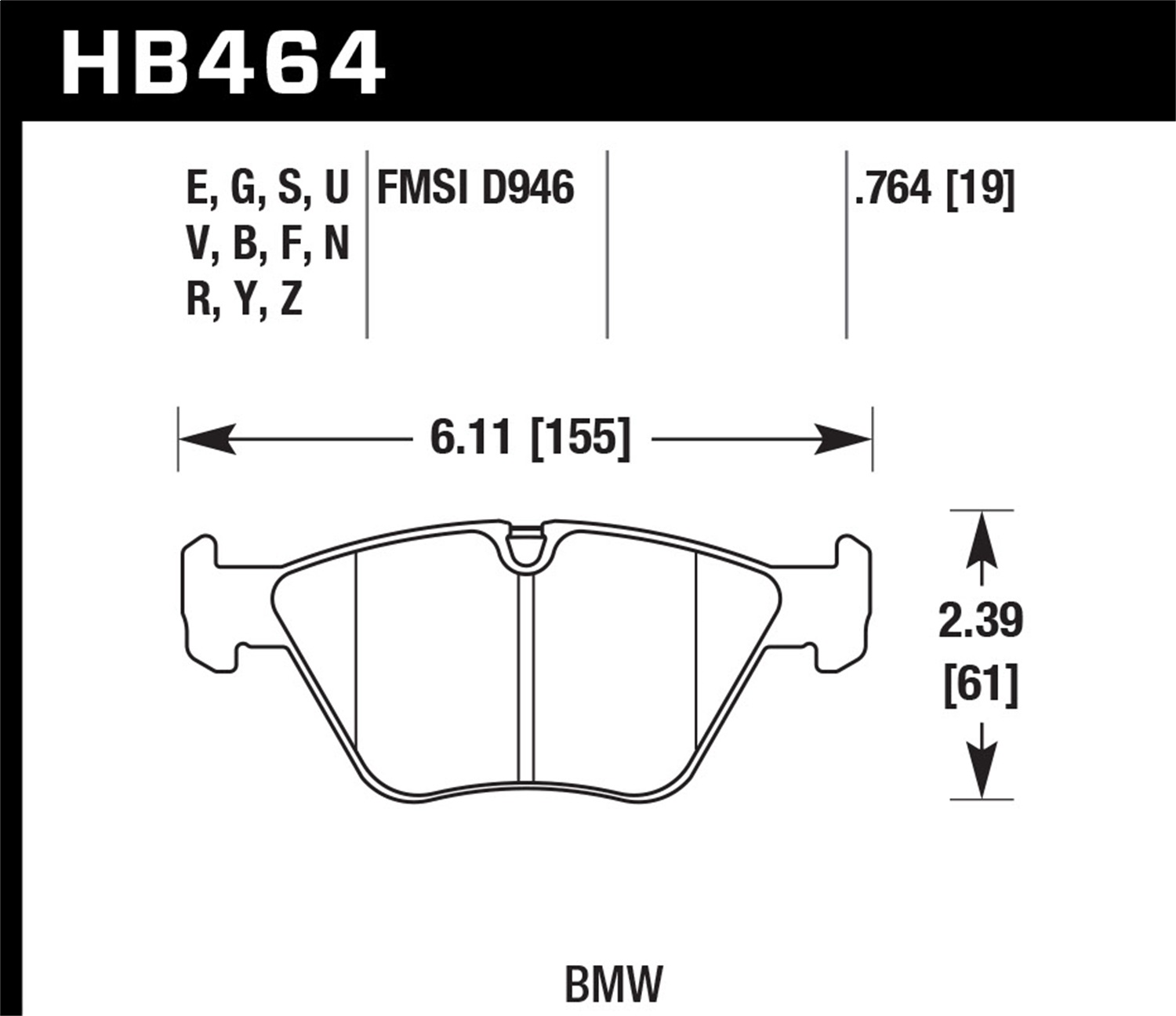 Hawk Performance HB464F.764 HPS Disc Brake Pad Fits 330Ci 330i 330xi M3 X1 X3 Z4