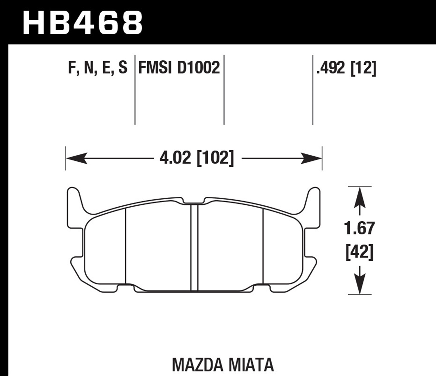 Hawk Performance HB468F.492 HPS Disc Brake Pad Fits 04-05 Miata