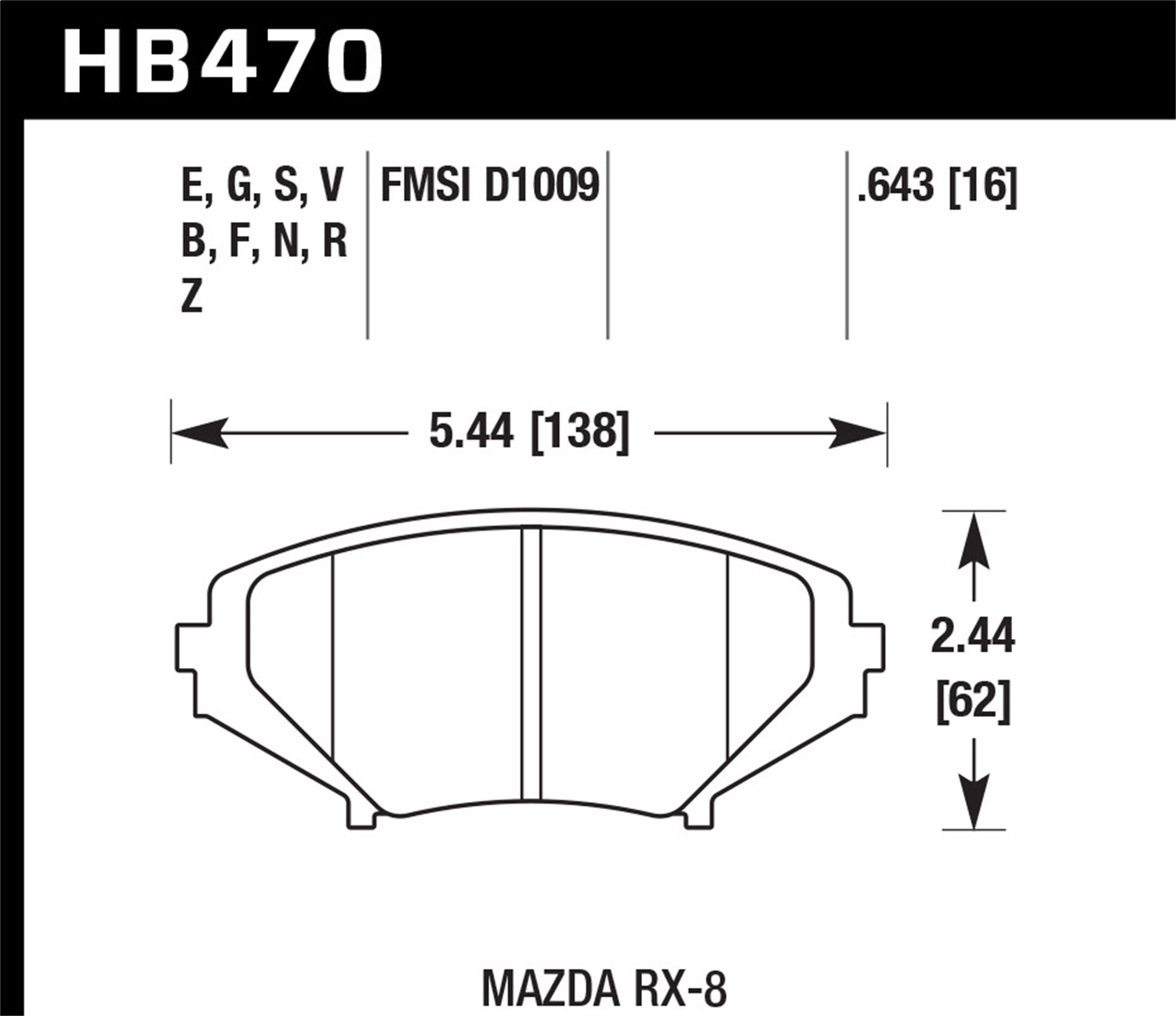 Hawk Performance HB470G.643 DTC-60 Disc Brake Pad Fits 04-11 RX-8