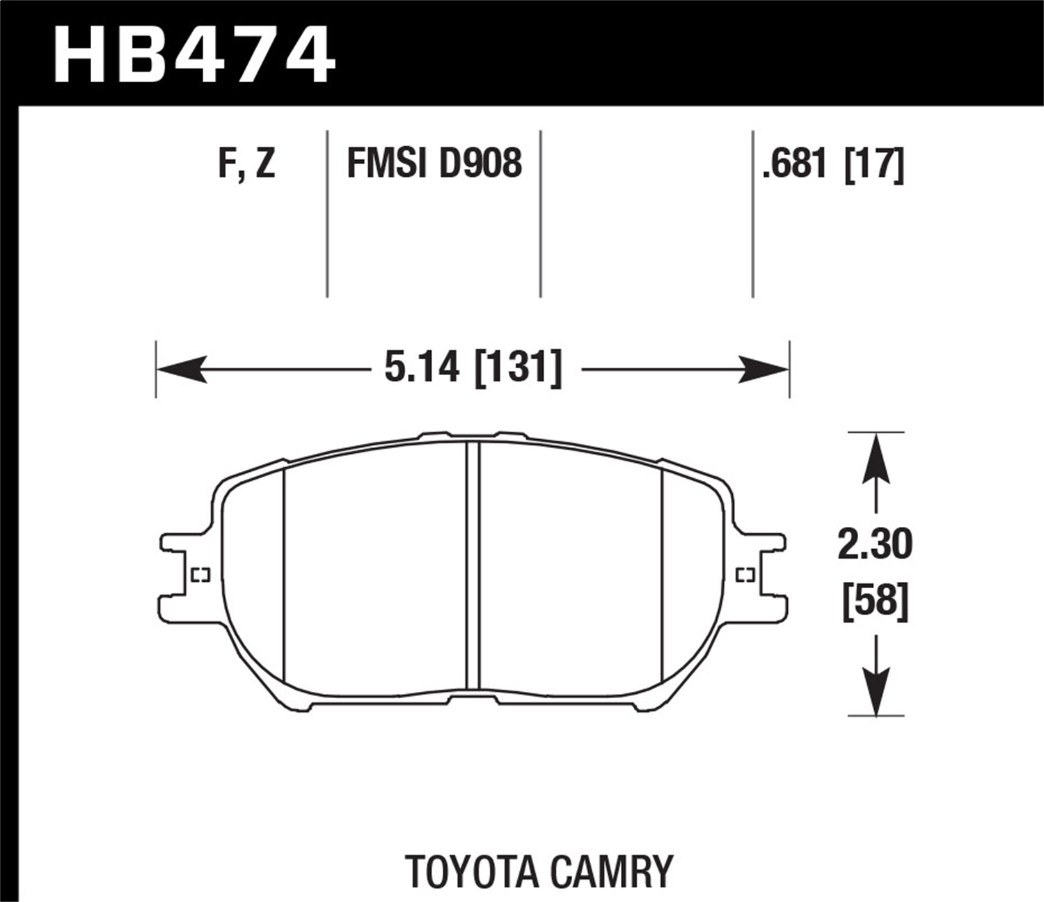 Hawk Performance HB474F.681 HPS Disc Brake Pad Fits 02-15 Camry GS300 IS250