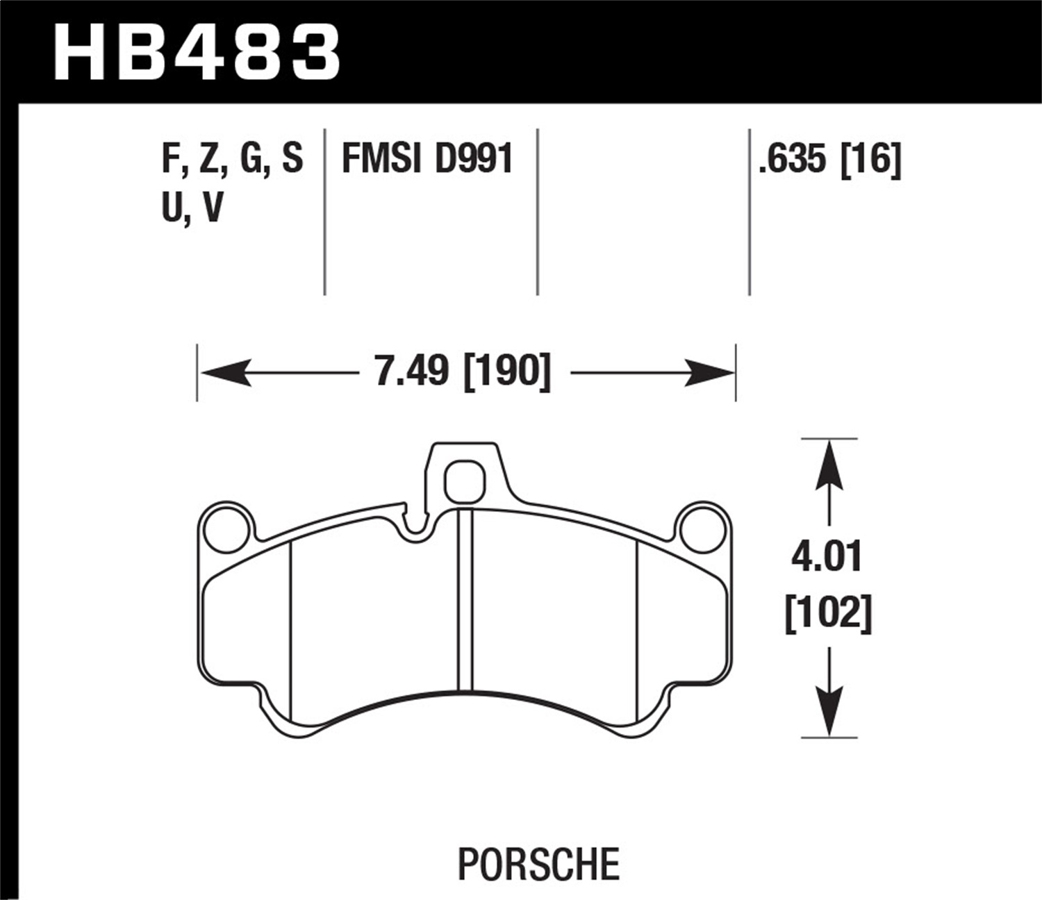 Hawk Performance HB483B.635 HPS 5.0 Disc Brake Pad Fits 911 Boxster Carrera GT