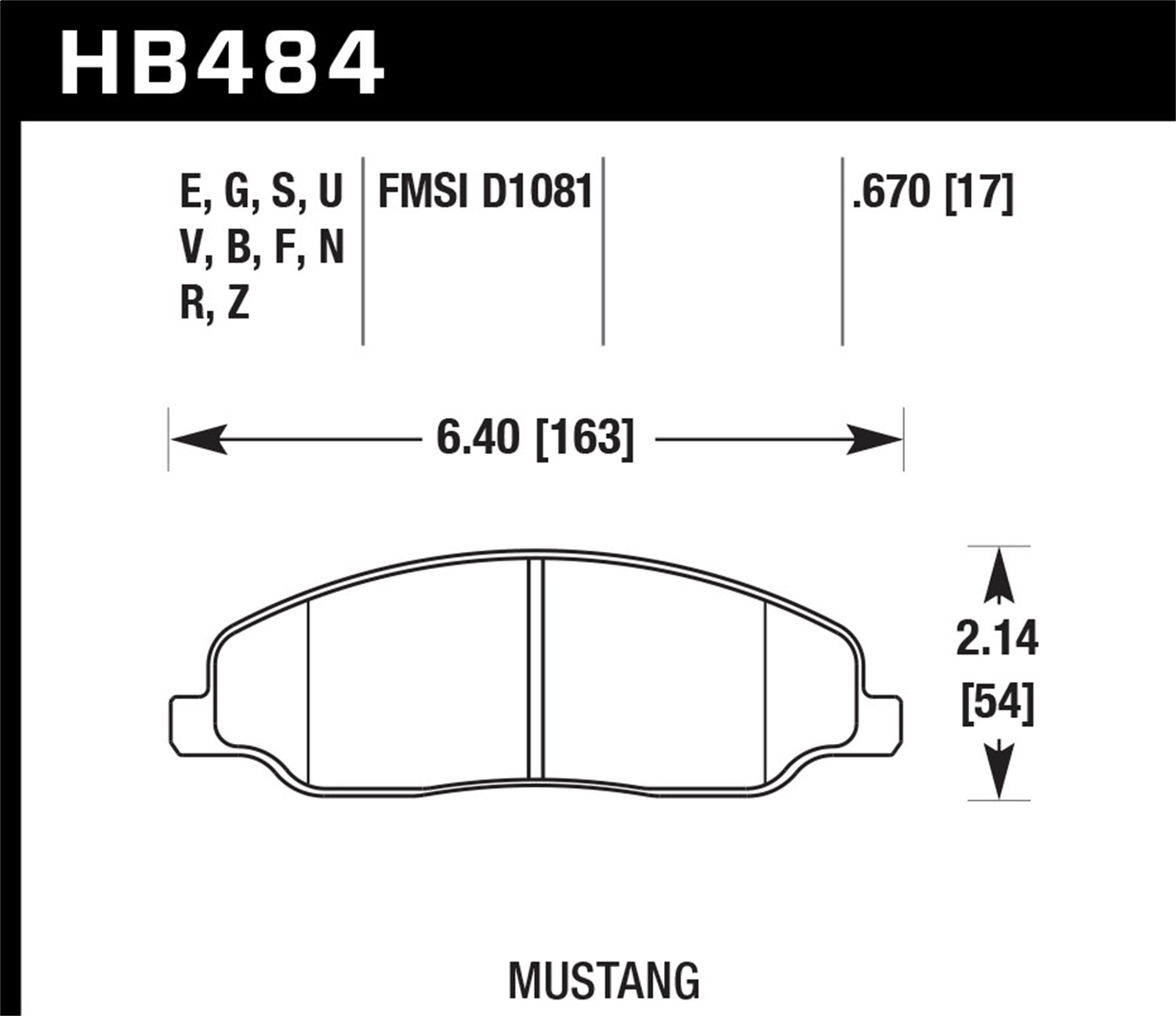 Hawk Performance HB484Z.670 Performance Ceramic Disc Brake Pad Fits Mustang