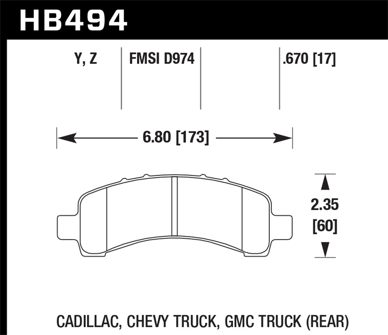 Hawk Performance HB494Y.670 LTS Disc Brake Pad