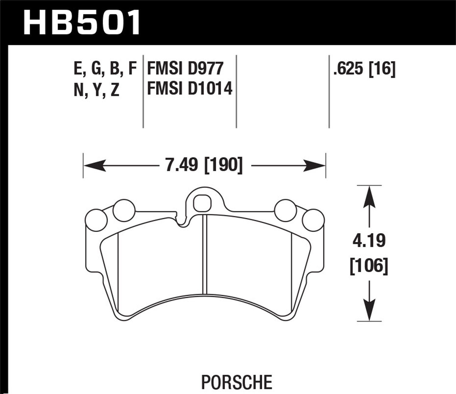 Hawk Performance HB501F.625 HPS Disc Brake Pad Fits 03-15 Cayenne Q7 Touareg